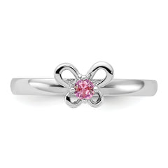 Sterling Silver Stackable Expressions Created Pink Sapphire Ring