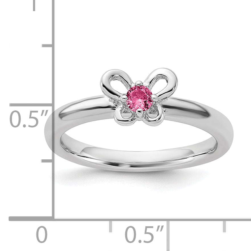 Sterling Silver Stackable Expressions Created Pink Sapphire Ring