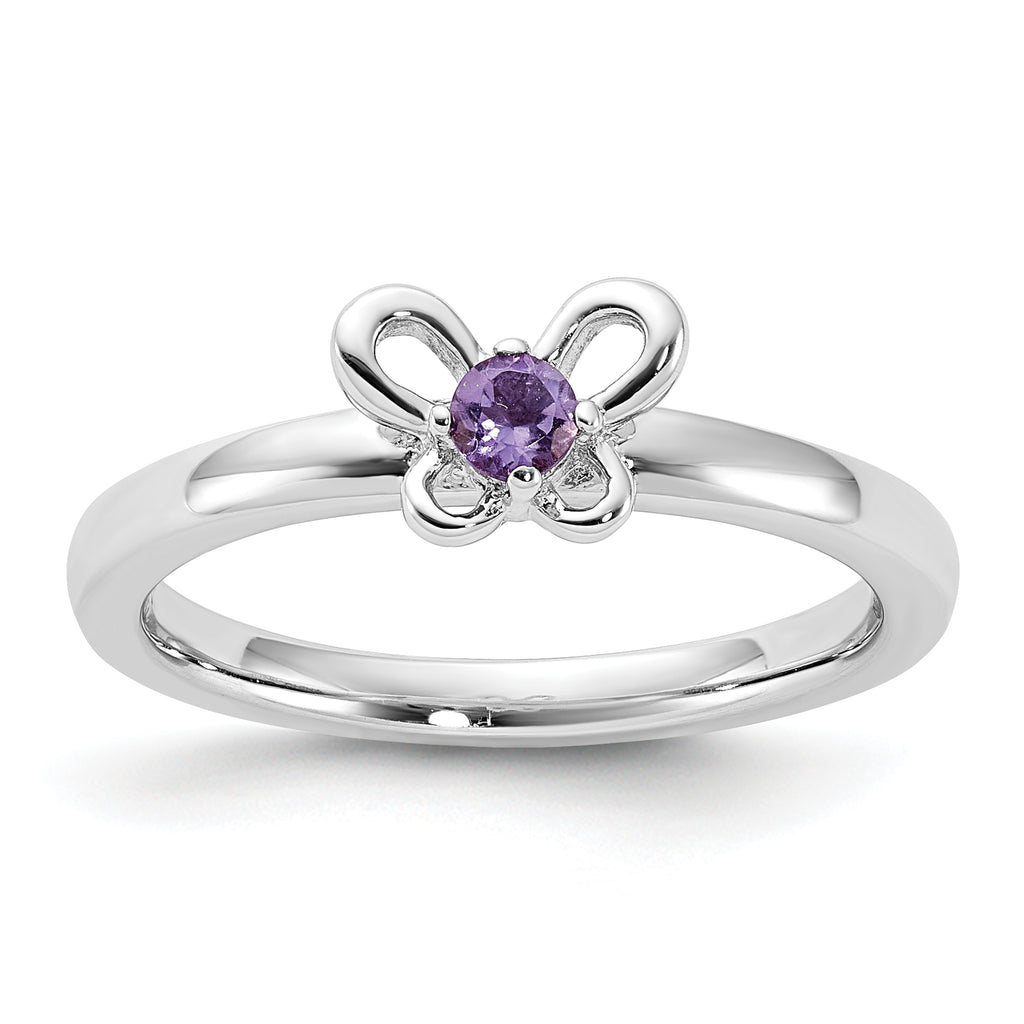 Sterling Silver Stackable Expressions Amethyst Ring