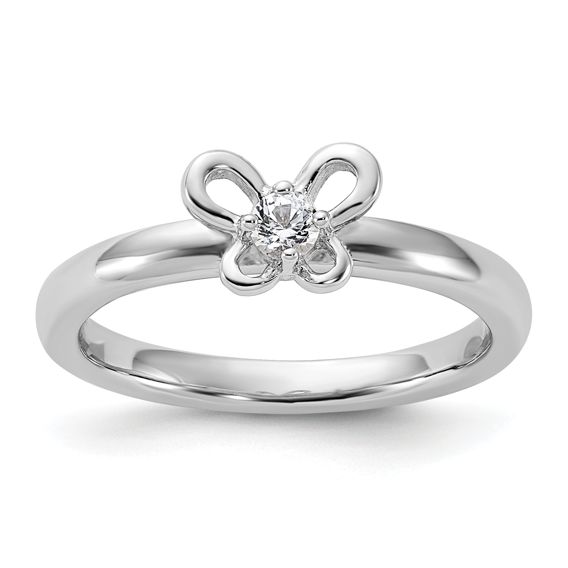 Sterling Silver Stackable Expressions Created White Sapphire Ring Main image