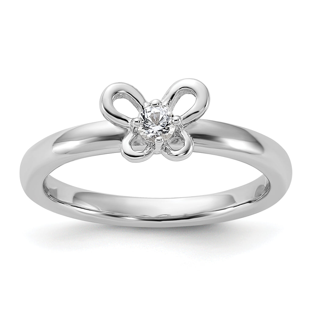 Sterling Silver Stackable Expressions Created White Sapphire Ring