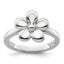Sterling Silver Stackable Expressions Polished White Enameled Flower Ring