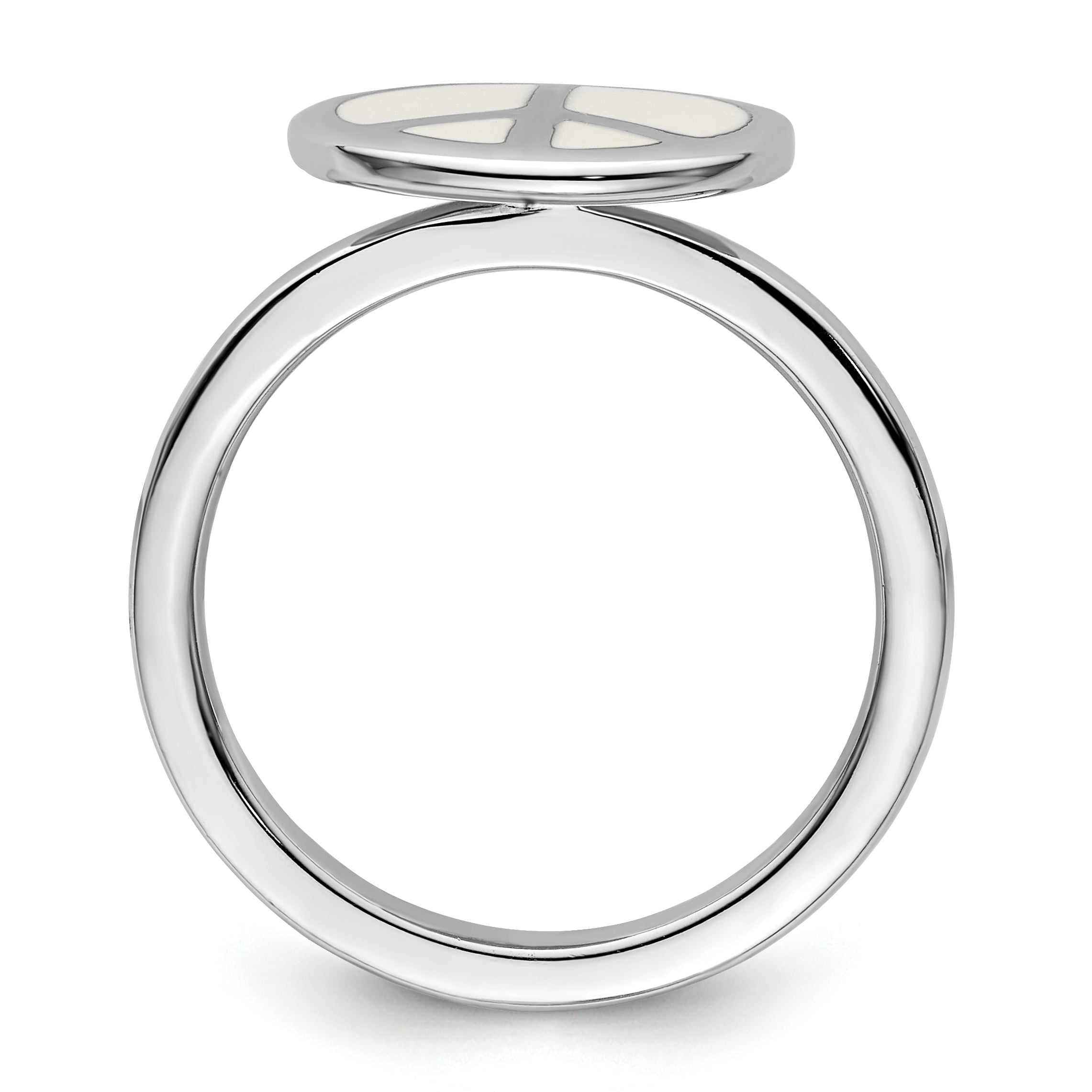 Enameled Peace Sign Stackable Ring in Sterling Silver Secondary image