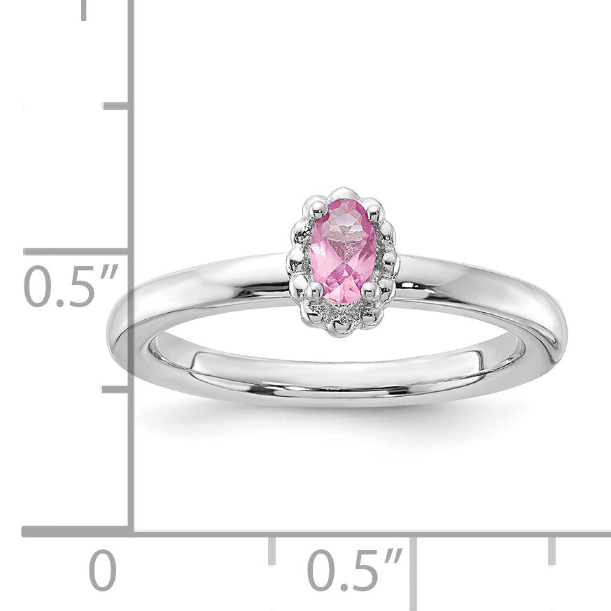 Sterling Silver Stackable Expressions Created Pink Sapphire Ring