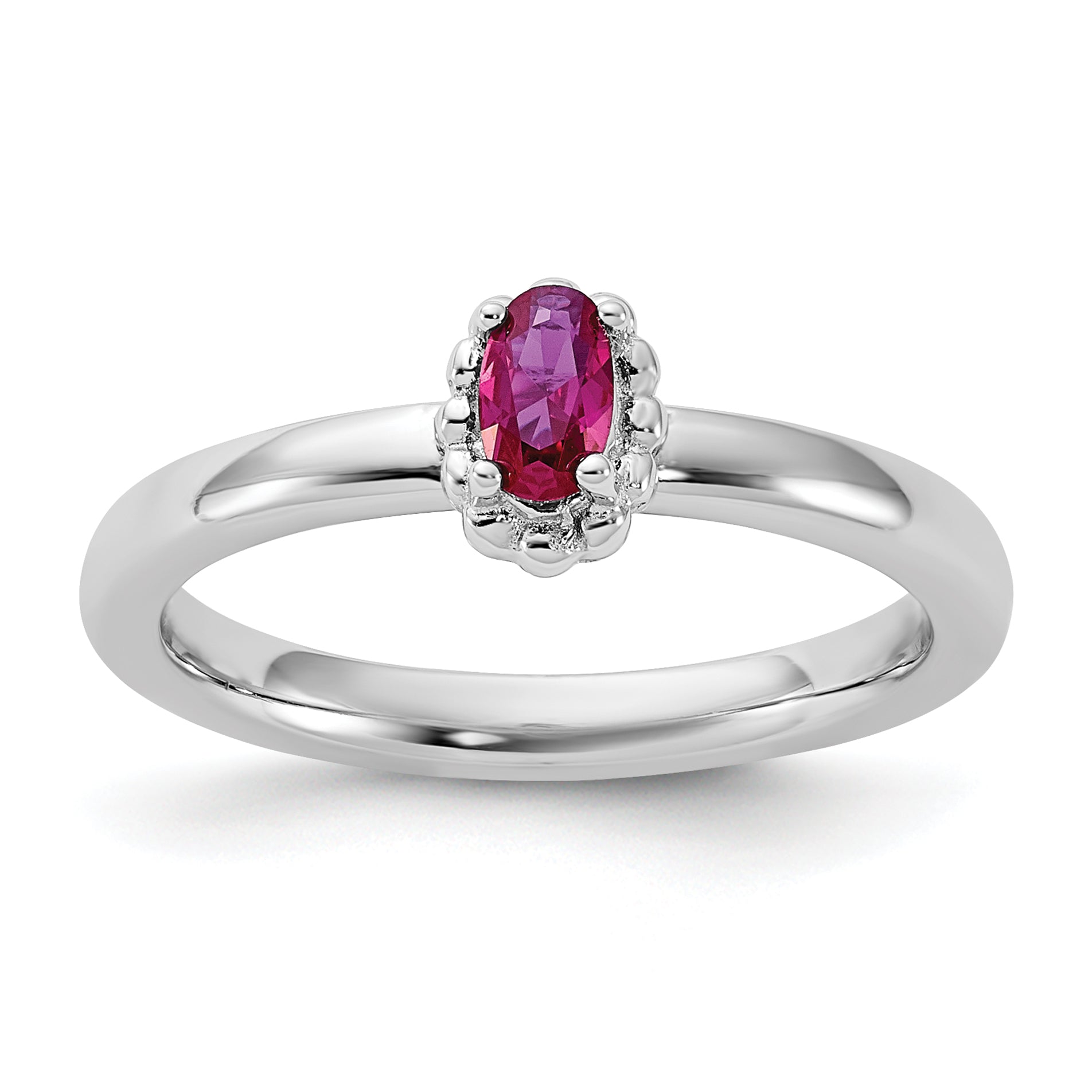 Sterling Silver Stackable Expressions Created Ruby Ring Main image