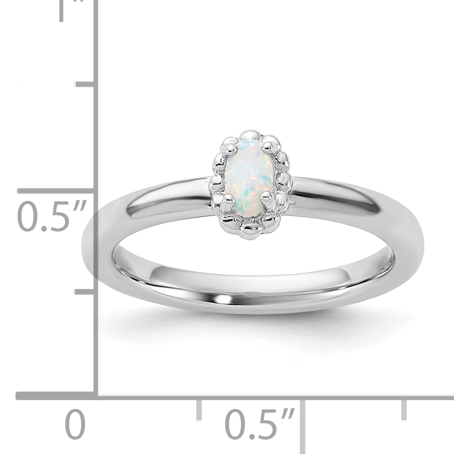Sterling Silver Stackable Expressions Created Opal Ring