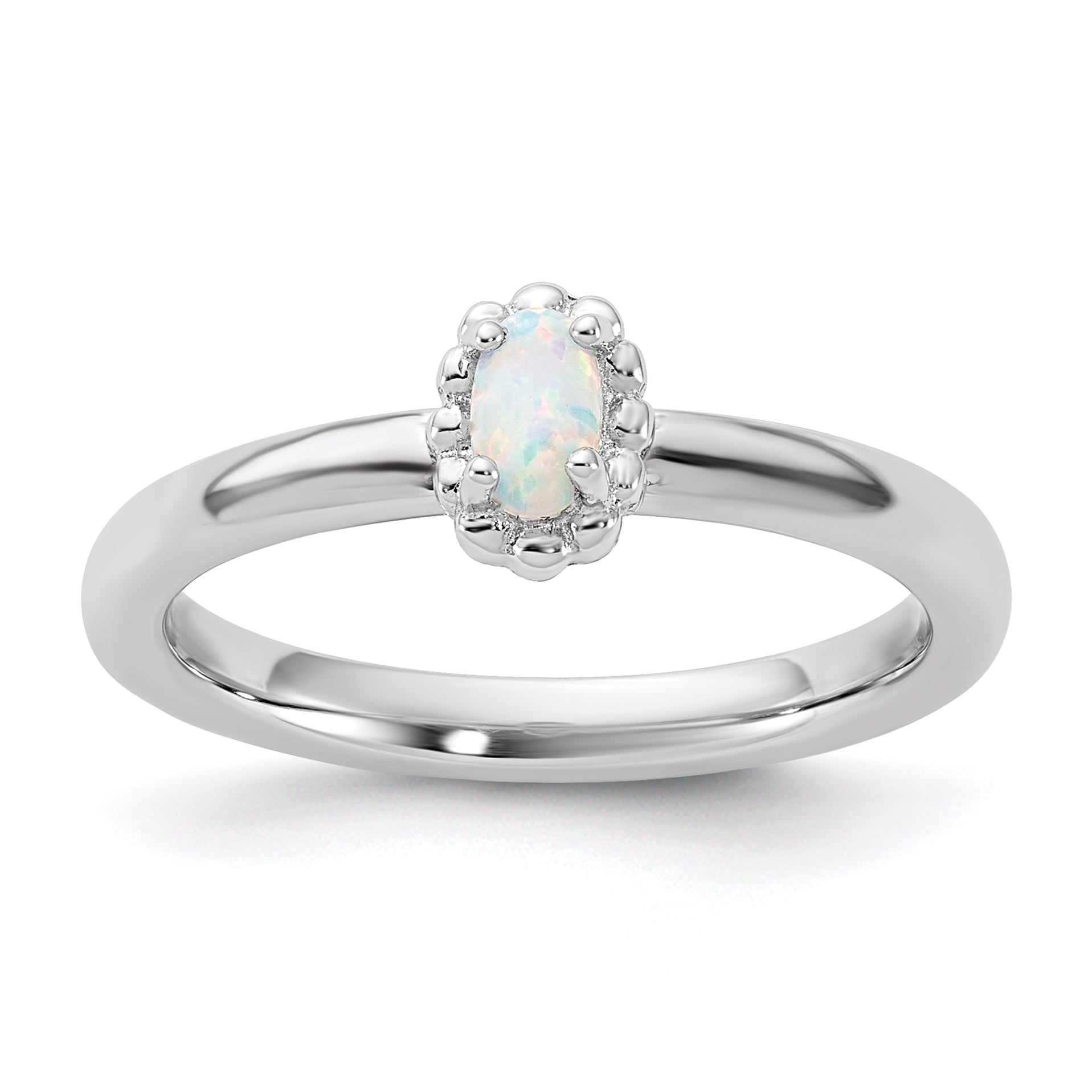 Sterling Silver Stackable Expressions Created Opal Ring Main image