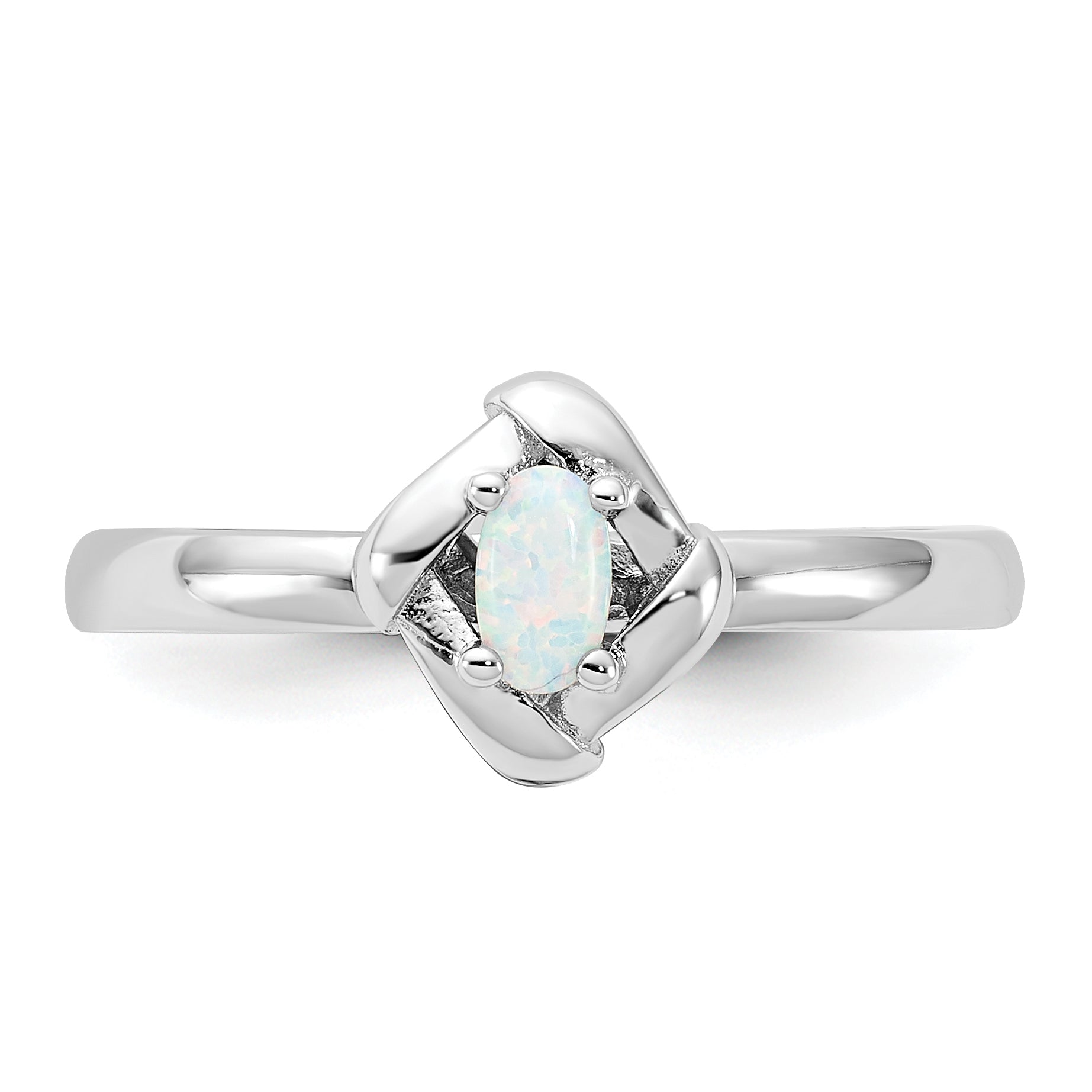 Sterling Silver Stackable Expressions Created Opal Ring