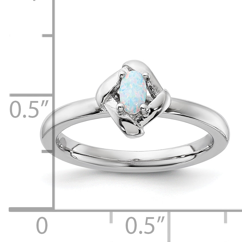 Sterling Silver Stackable Expressions Created Opal Ring