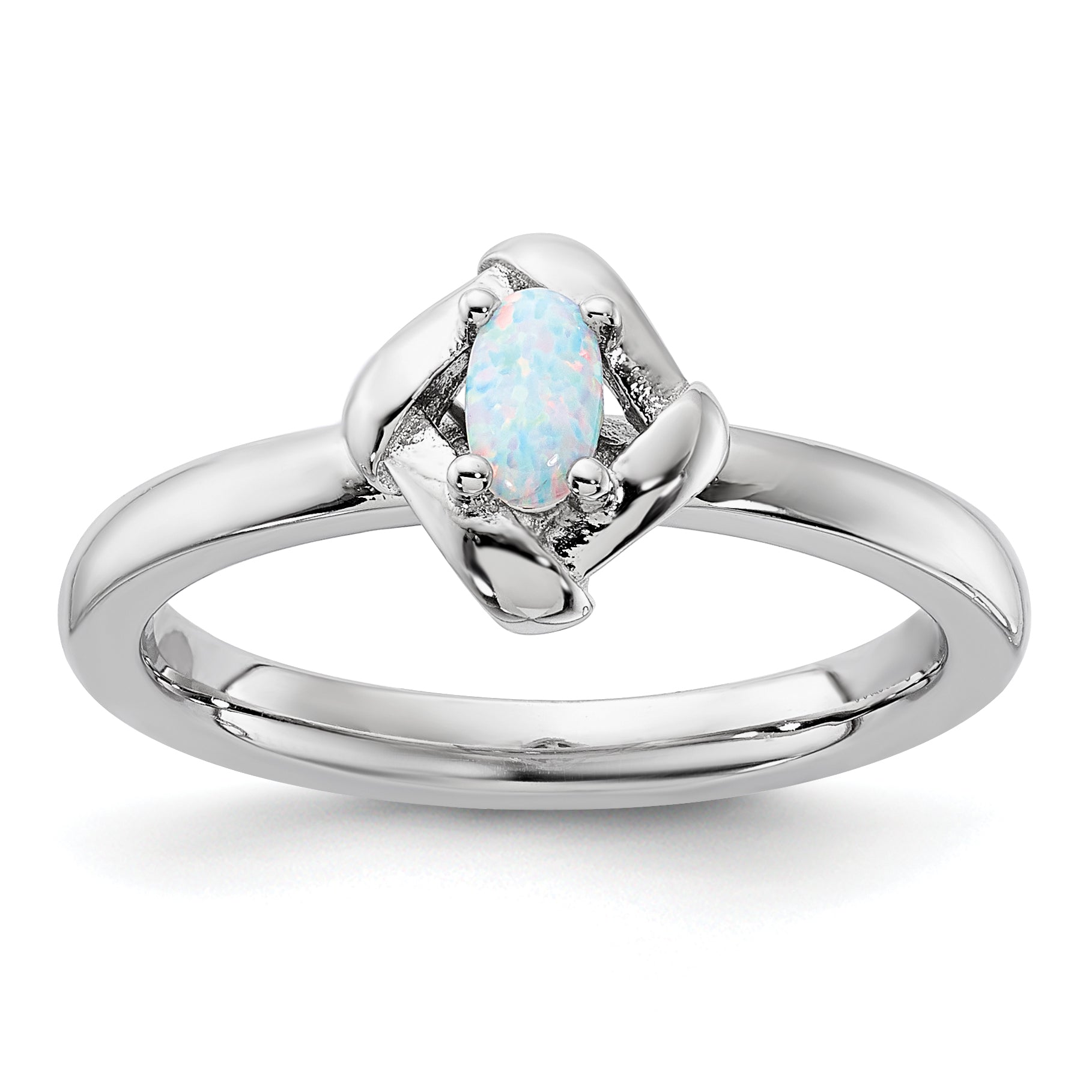 Sterling Silver Stackable Expressions Created Opal Ring Main image