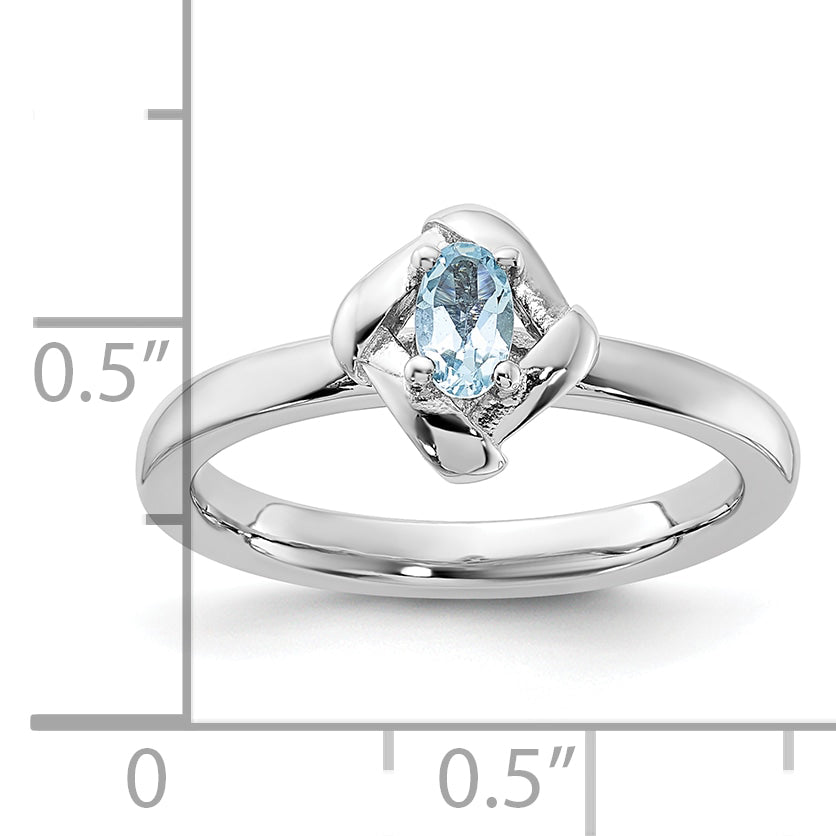 Sterling Silver Stackable Expressions Aquamarine Ring
