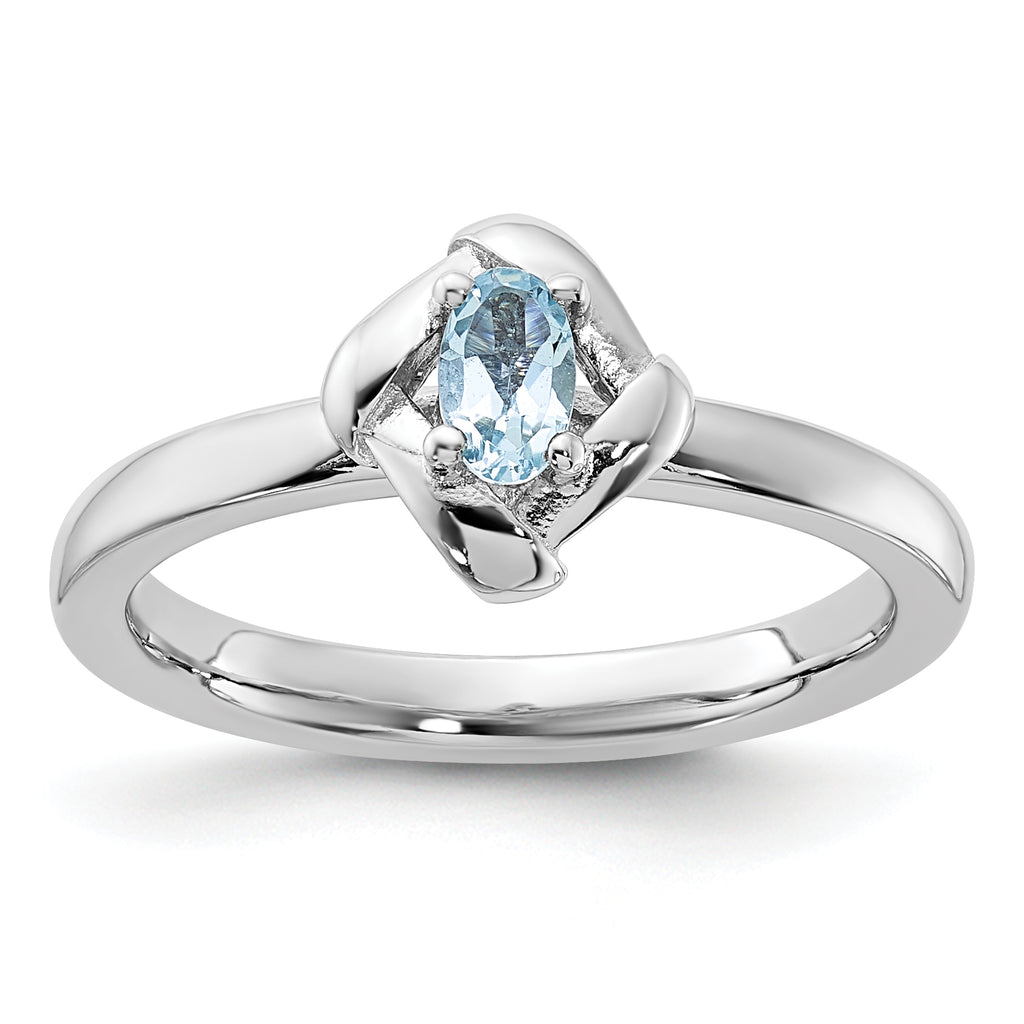 Sterling Silver Stackable Expressions Aquamarine Ring