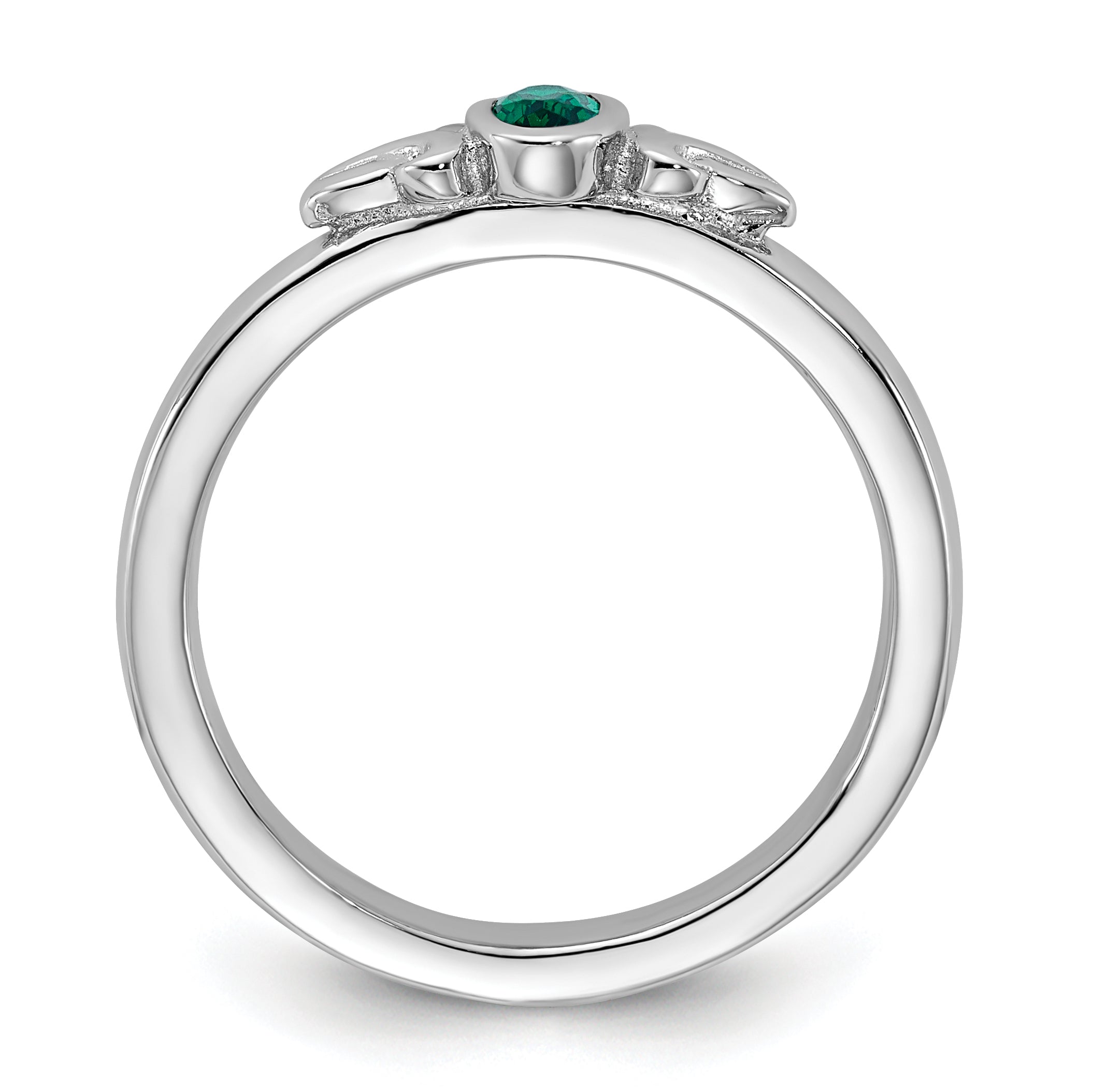 Sterling Silver Stackable Expressions Created Emerald Ring Secondary image