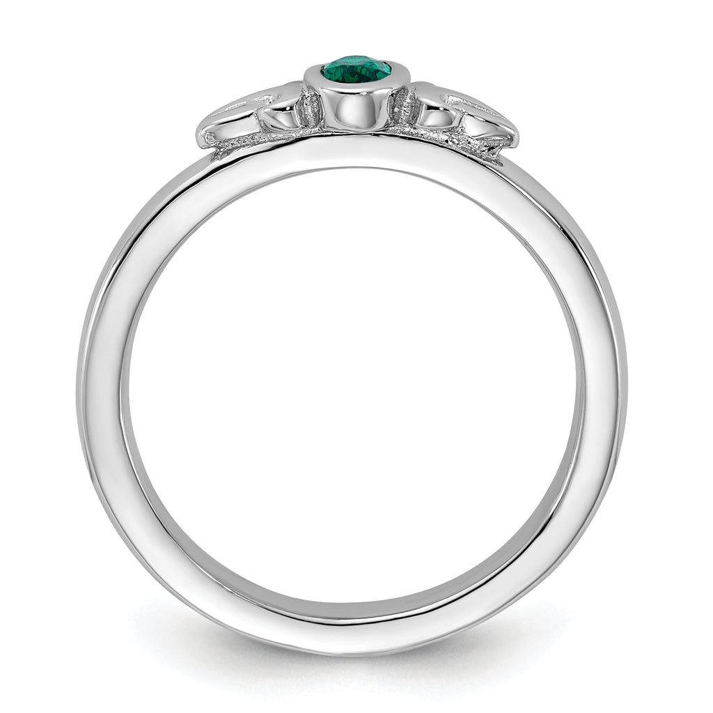 Sterling Silver Stackable Expressions Created Emerald Ring