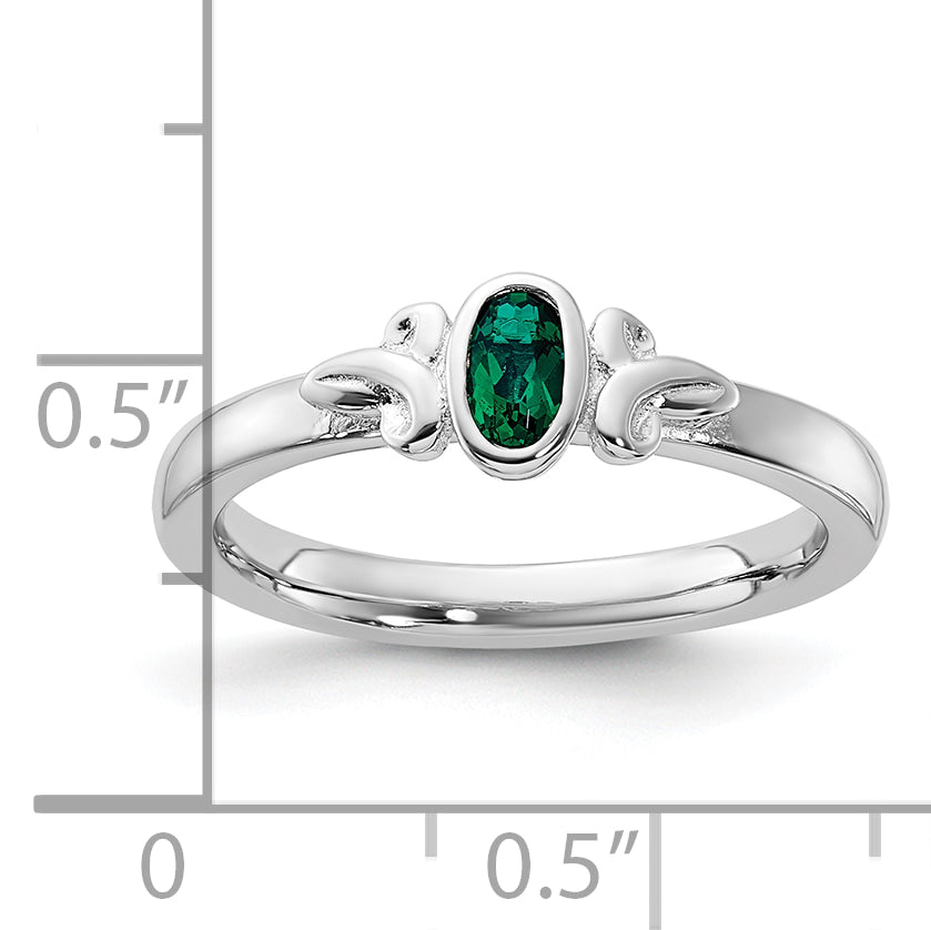 Sterling Silver Stackable Expressions Created Emerald Ring