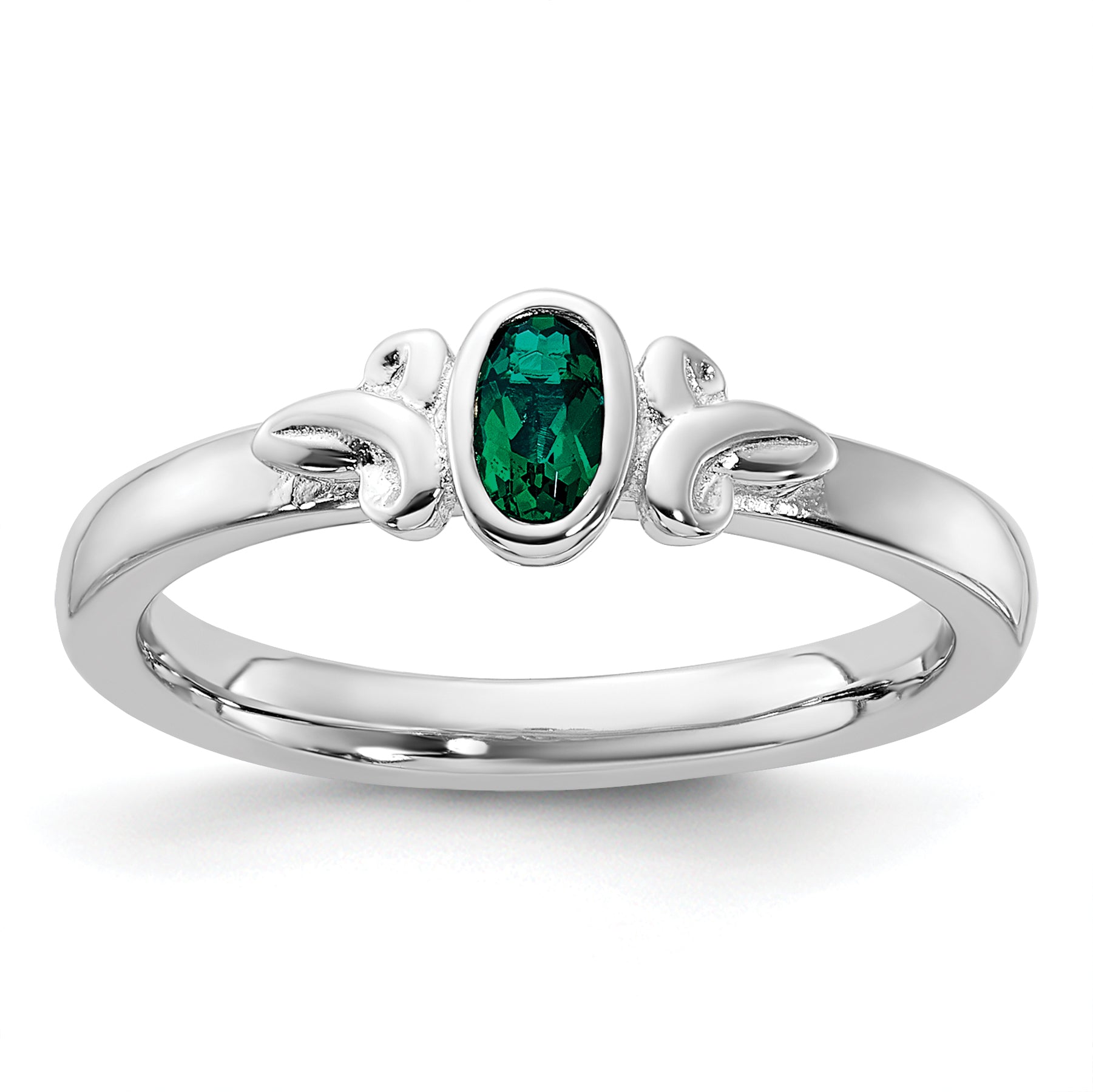 Sterling Silver Stackable Expressions Created Emerald Ring Main image