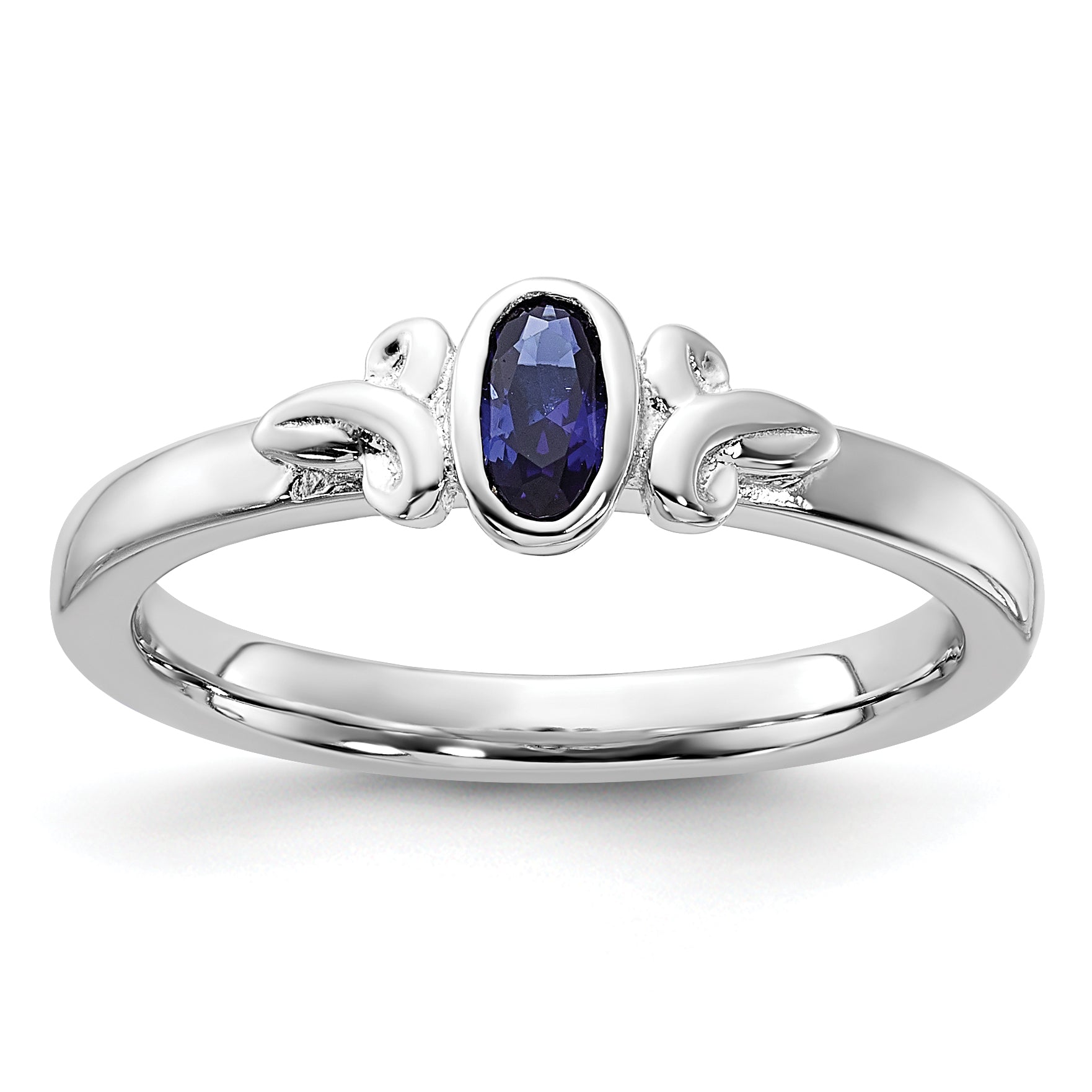 Sterling Silver Stackable Expressions Created Sapphire Ring Main image