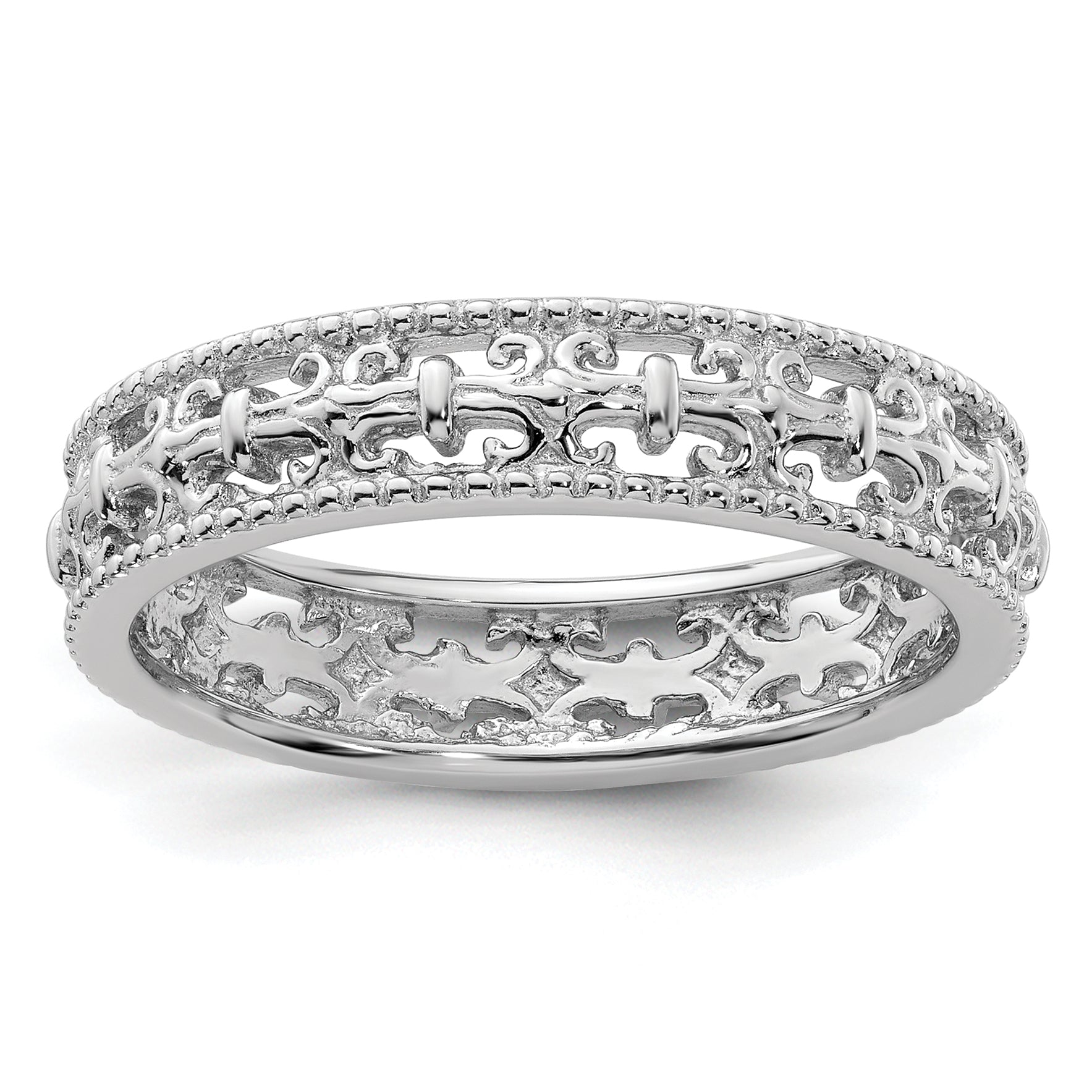 Sterling Silver Stackable Expressions Polished Fleur De Lis Ring Main image