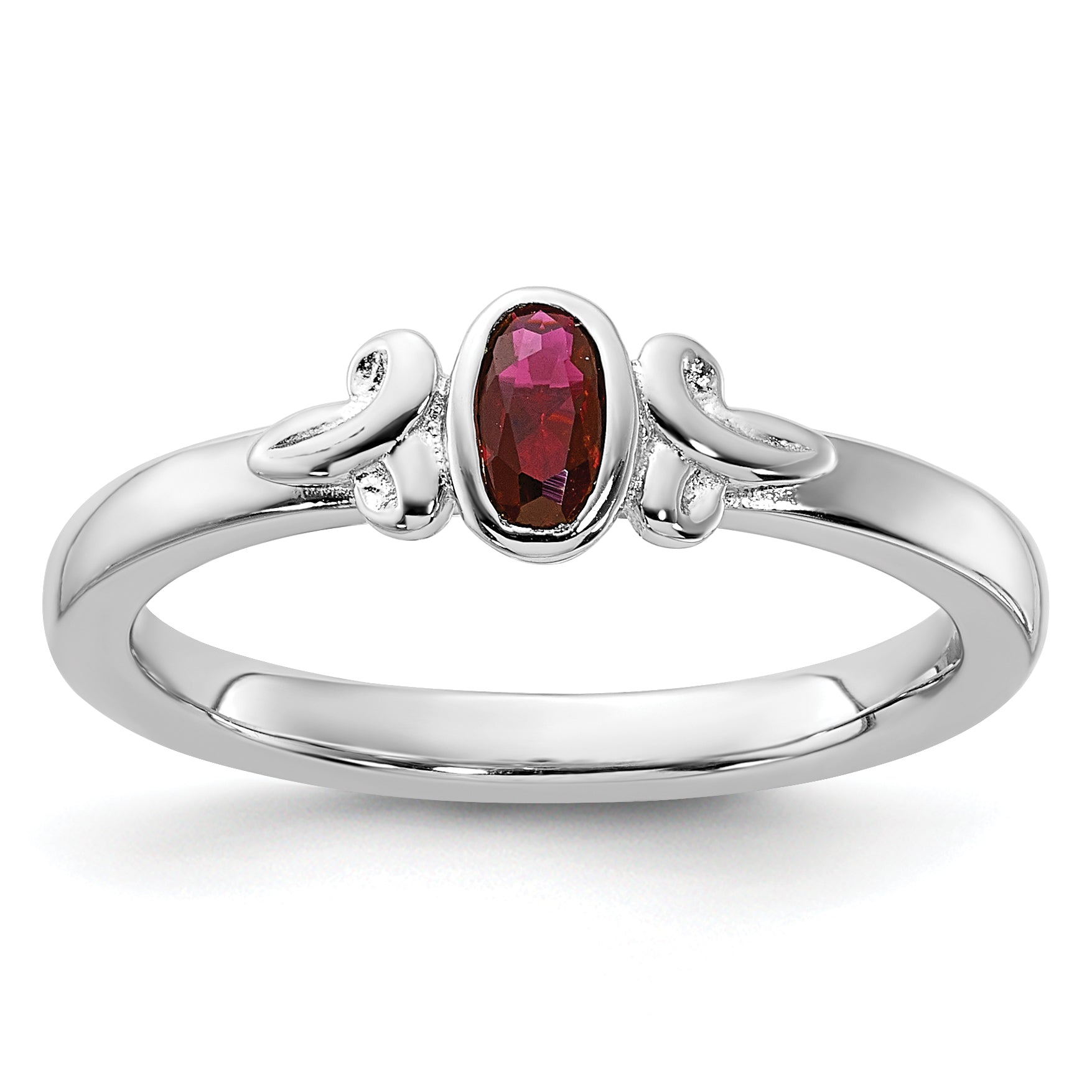 Sterling Silver Stackable Expressions Created Ruby Ring Main image