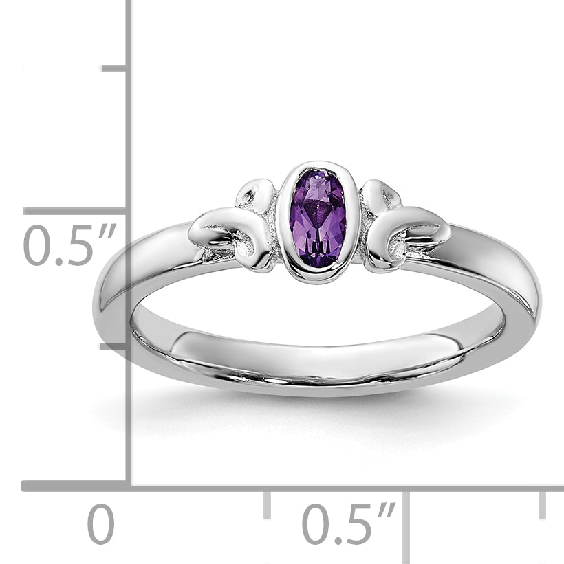 Sterling Silver Stackable Expressions Amethyst Ring