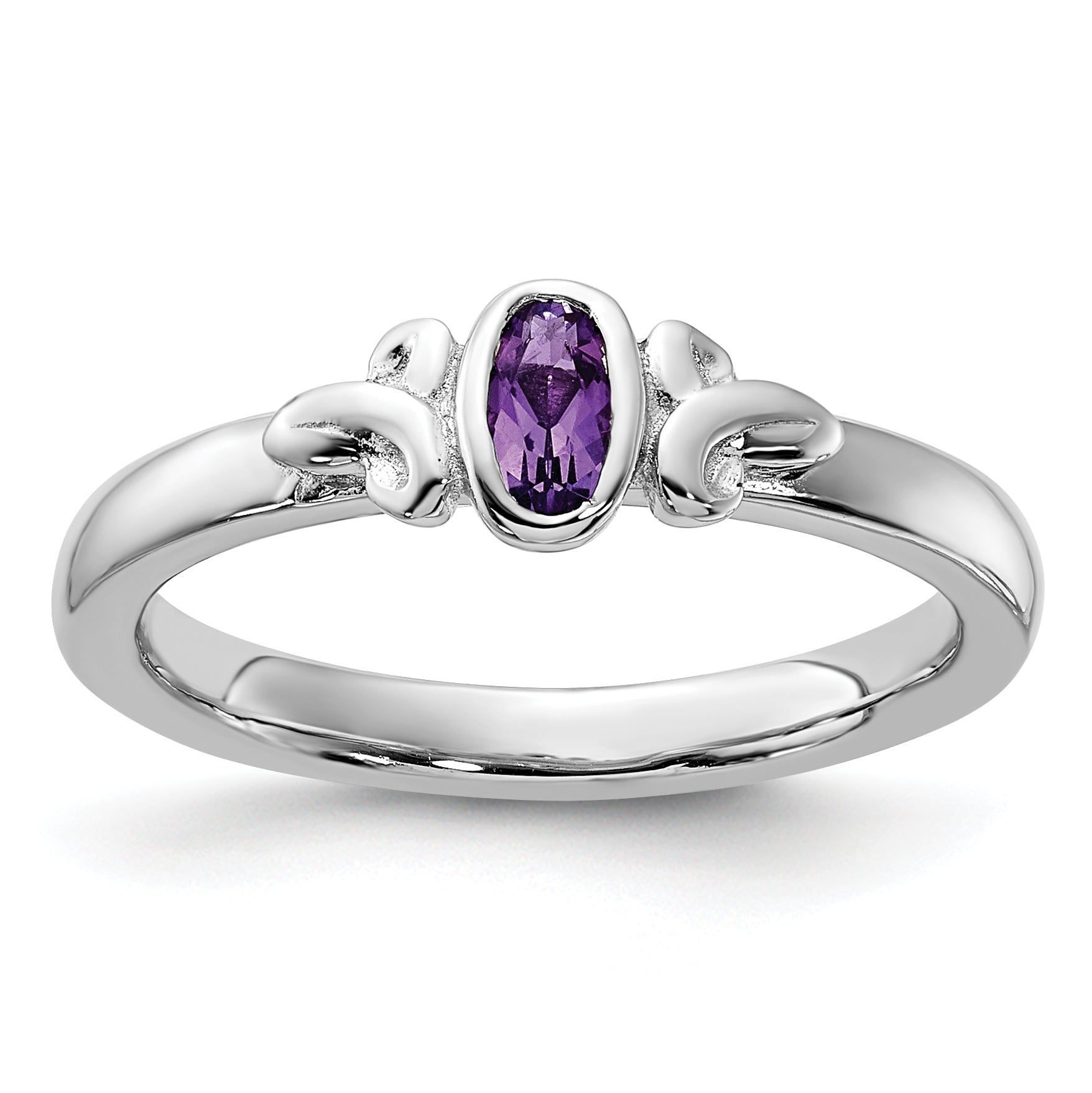 Sterling Silver Stackable Expressions Amethyst Ring Main image