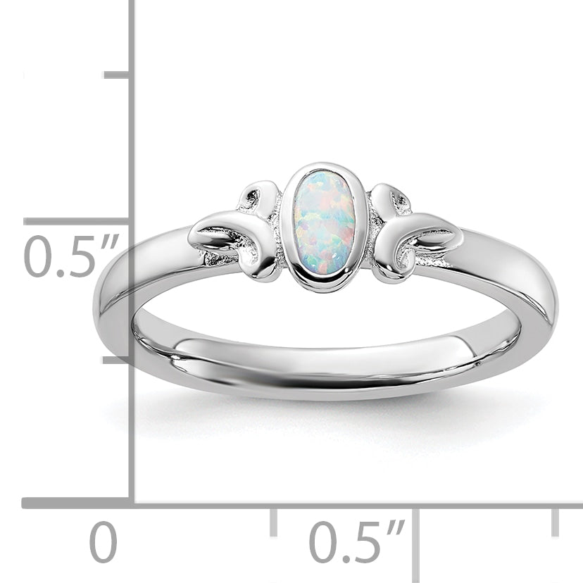 Sterling Silver Stackable Expressions Created Opal Ring