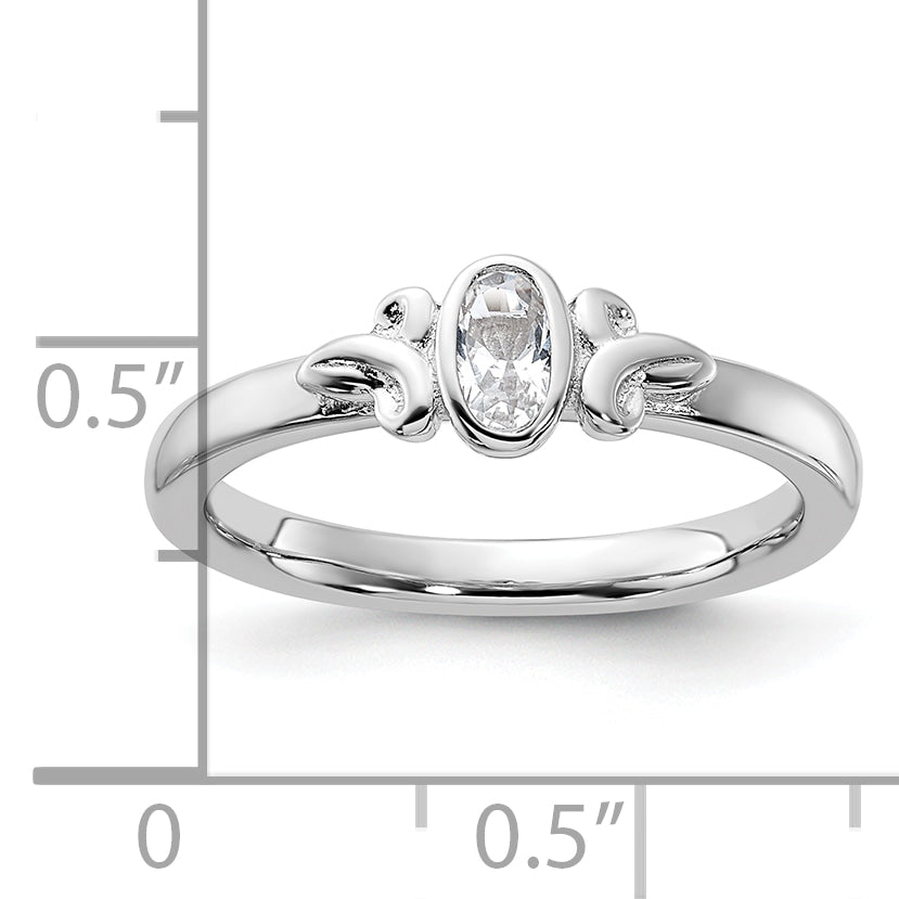 Sterling Silver Stackable Expressions Created White Sapphire Ring