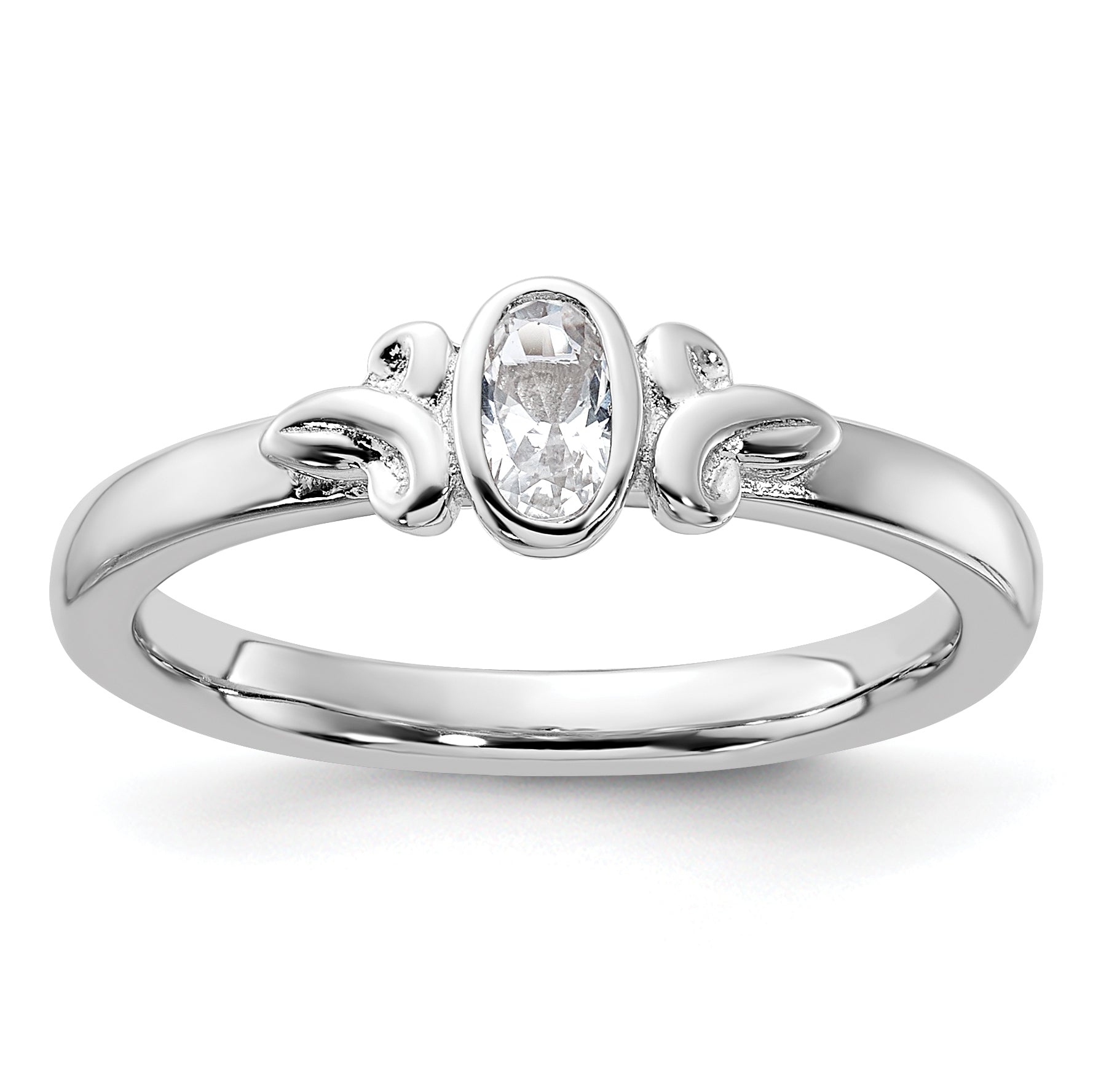 Sterling Silver Stackable Expressions Created White Sapphire Ring Main image