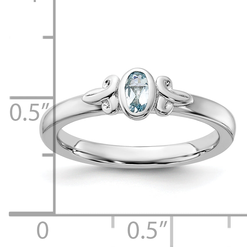 Sterling Silver Stackable Expressions Aquamarine Ring