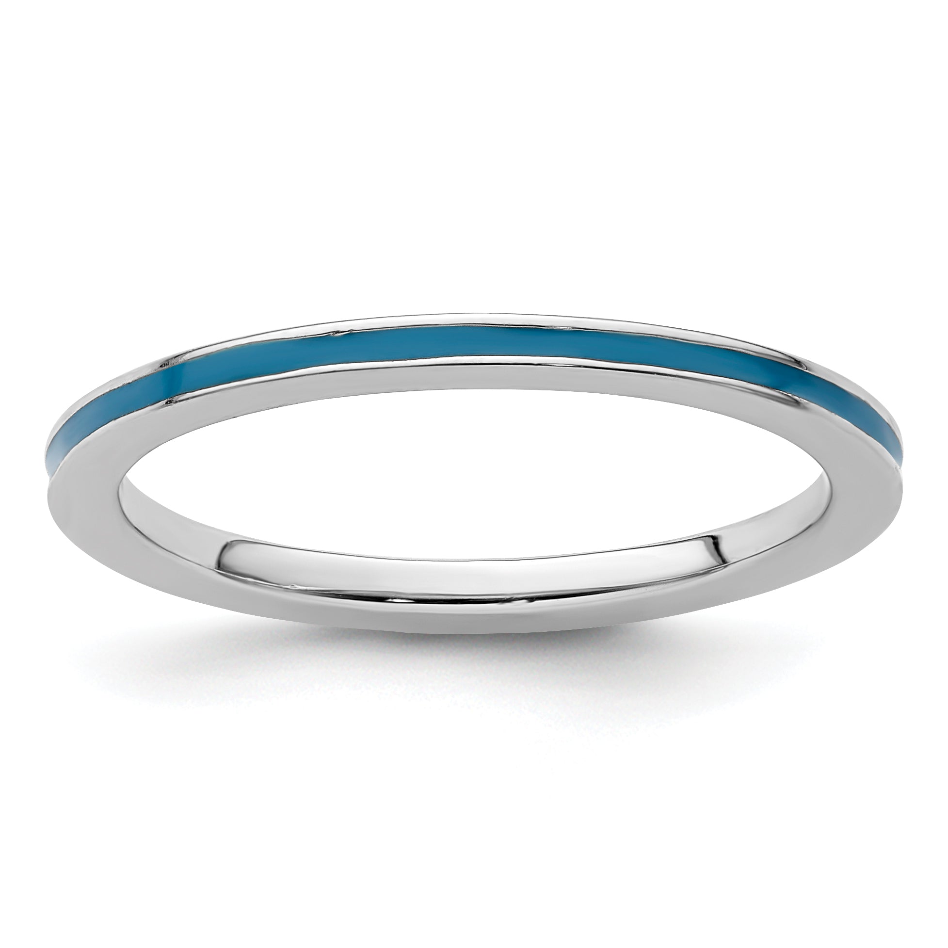 Sterling Silver Stackable Expressions Blue Enameled 1.5mm Ring Main image