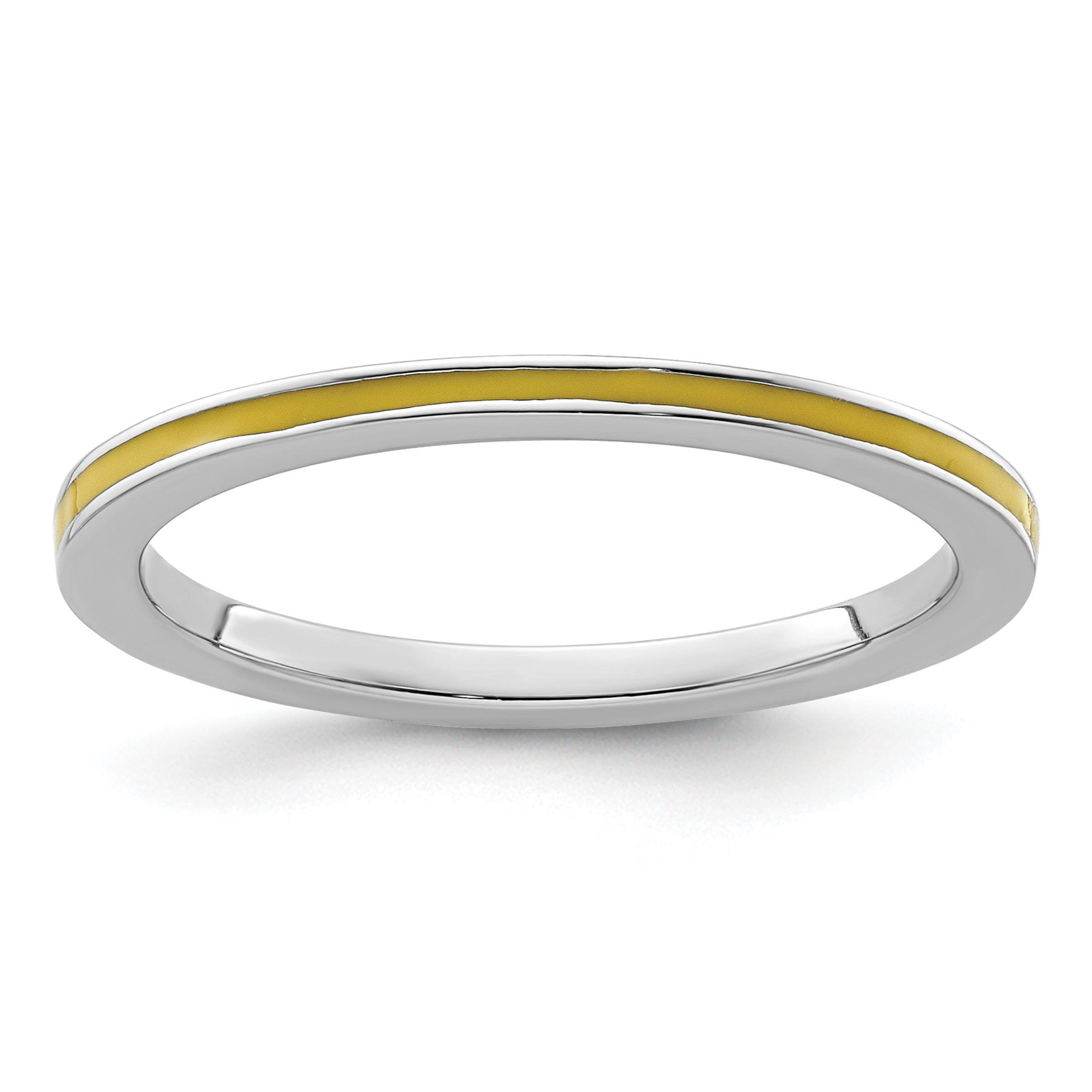 Sterling Silver Stackable Expressions Yellow Enameled 1.5mm Ring Main image