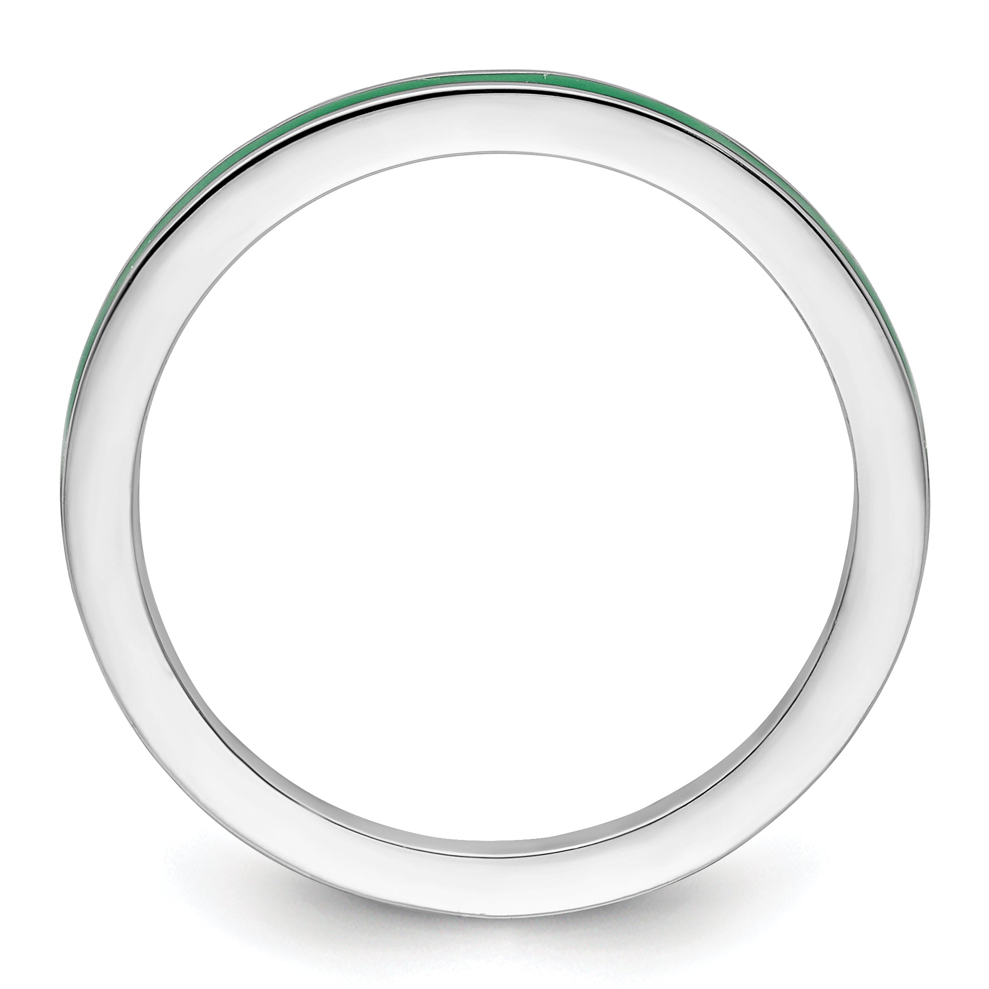 Sterling Silver Stackable Expressions Green Enameled 1.5mm Ring Secondary image