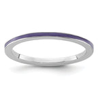 Sterling Silver Stackable Expressions Purple Enameled 1.5mm Ring