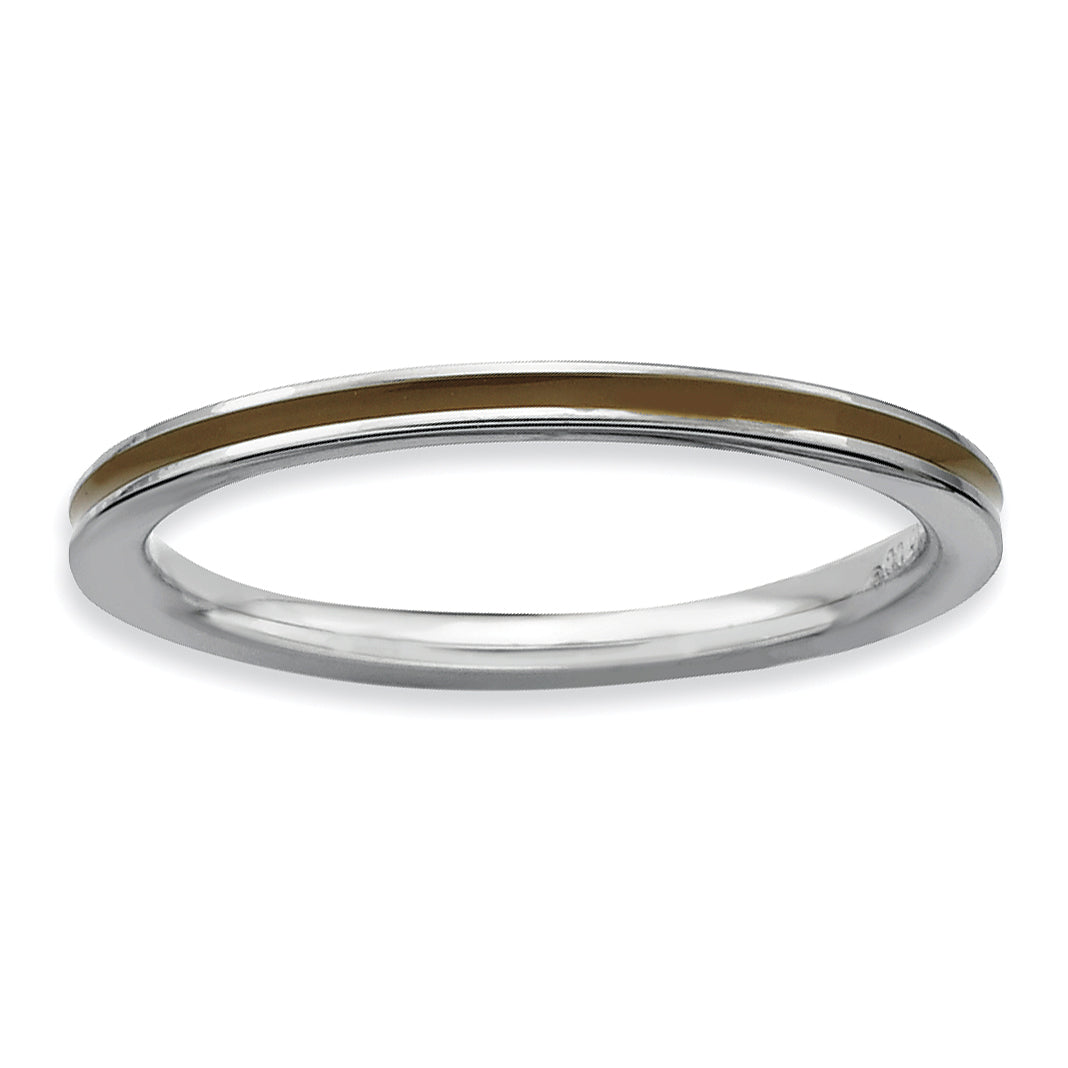 Sterling Silver Stackable Expressions Brown Enameled 1.5mm Ring Main image