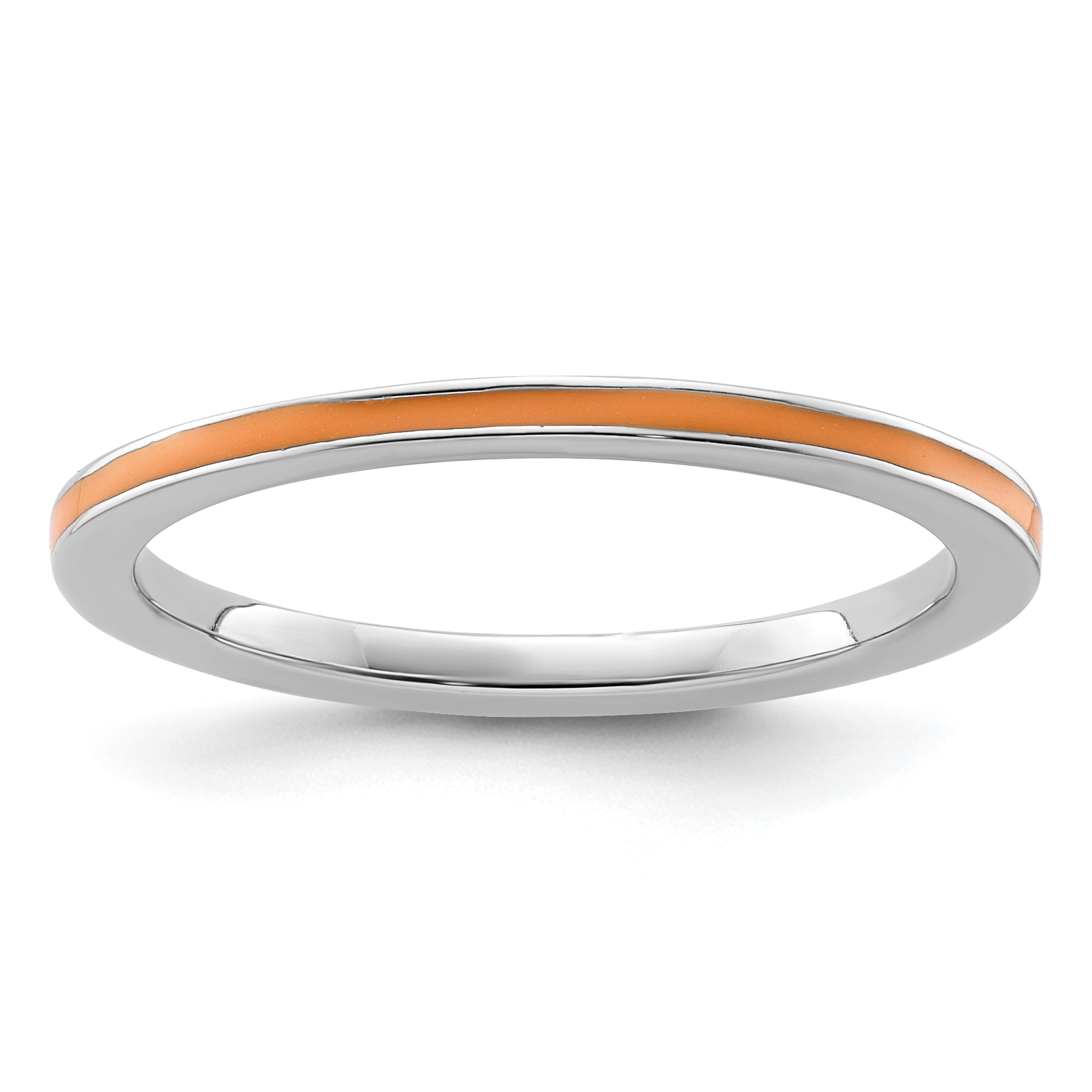 Sterling Silver Stackable Expressions Orange Enameled 1.5mm Ring Main image