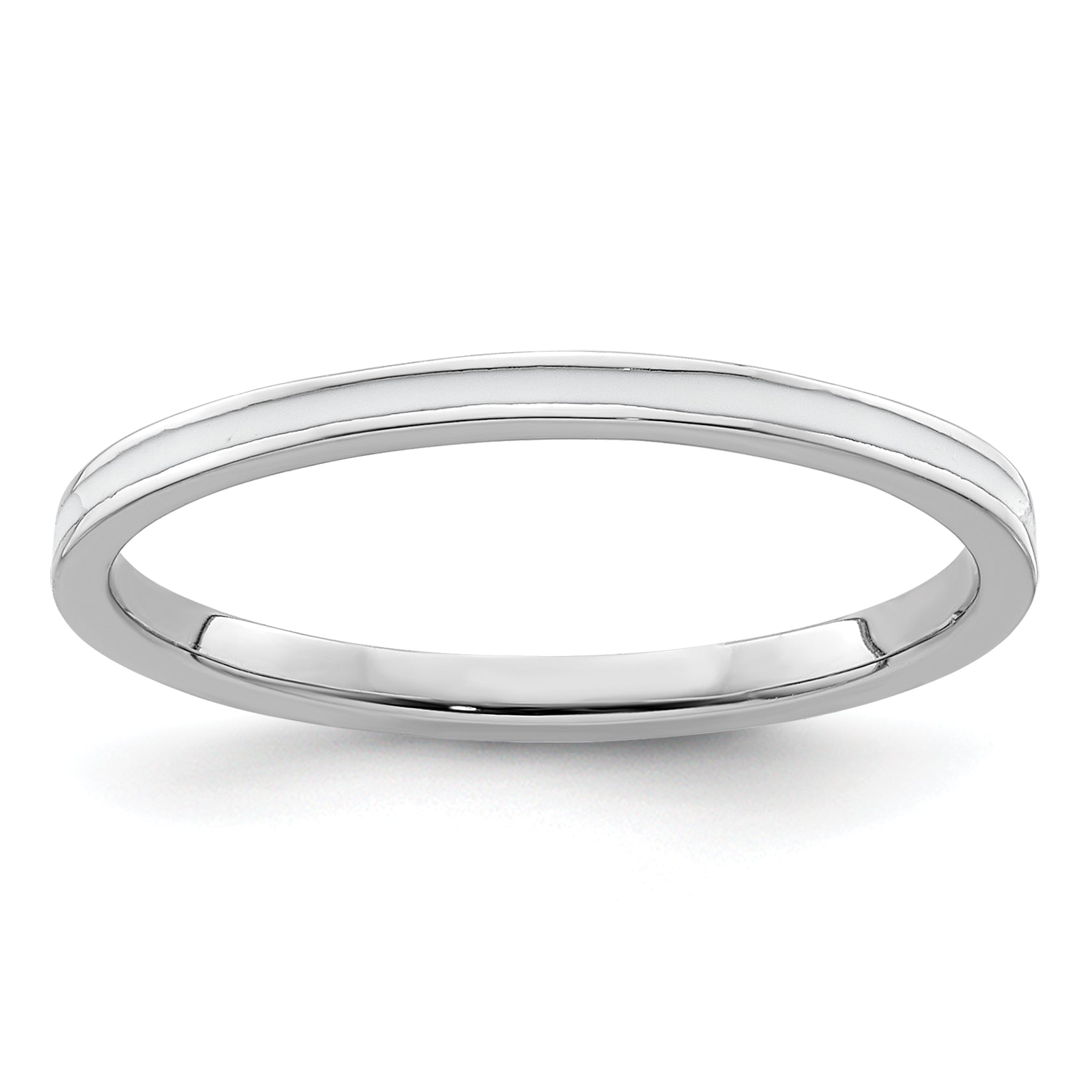 Sterling Silver Stackable Expressions White Enameled 1.5mm Ring Main image