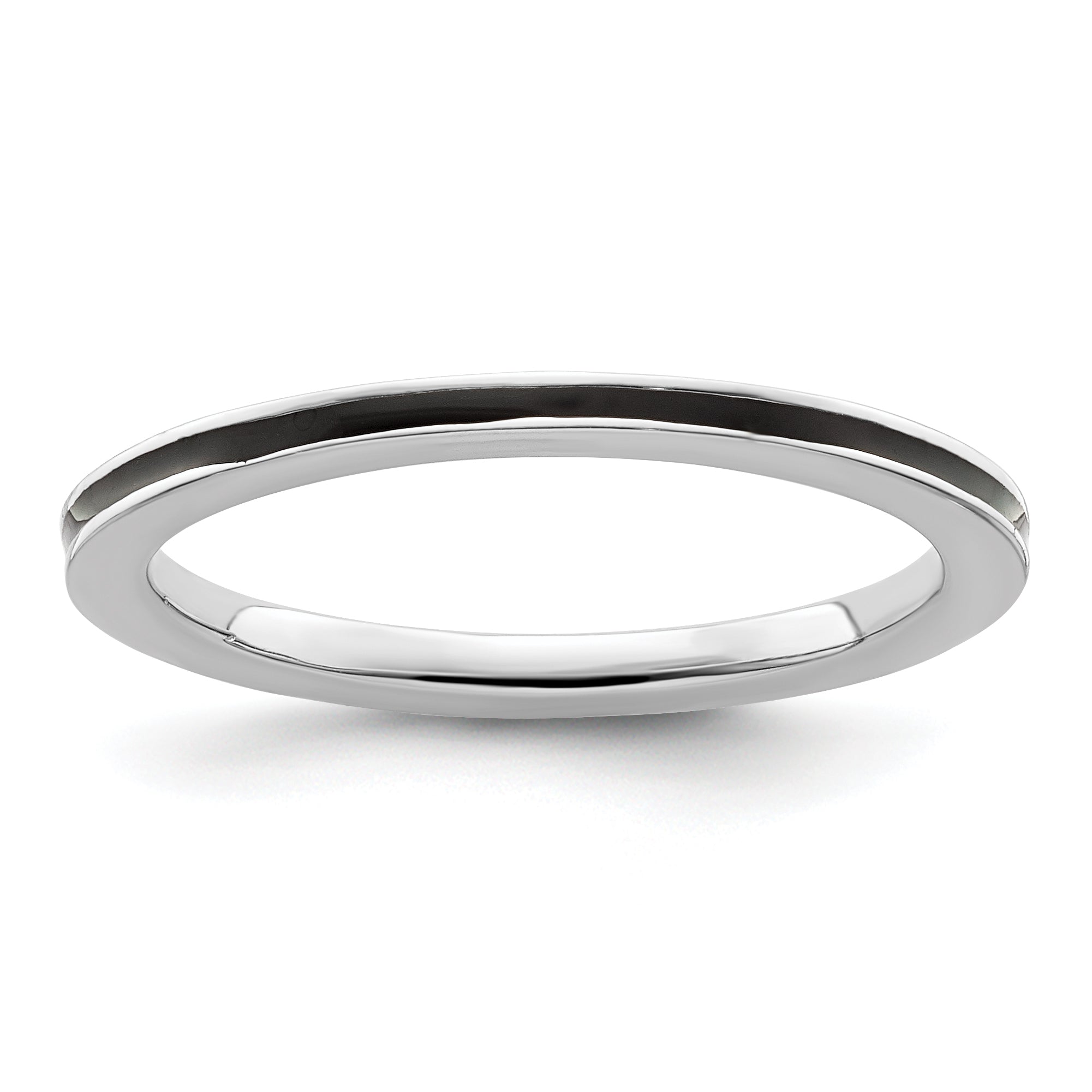 Sterling Silver Stackable Expressions Black Enameled 1.5mm Ring Main image