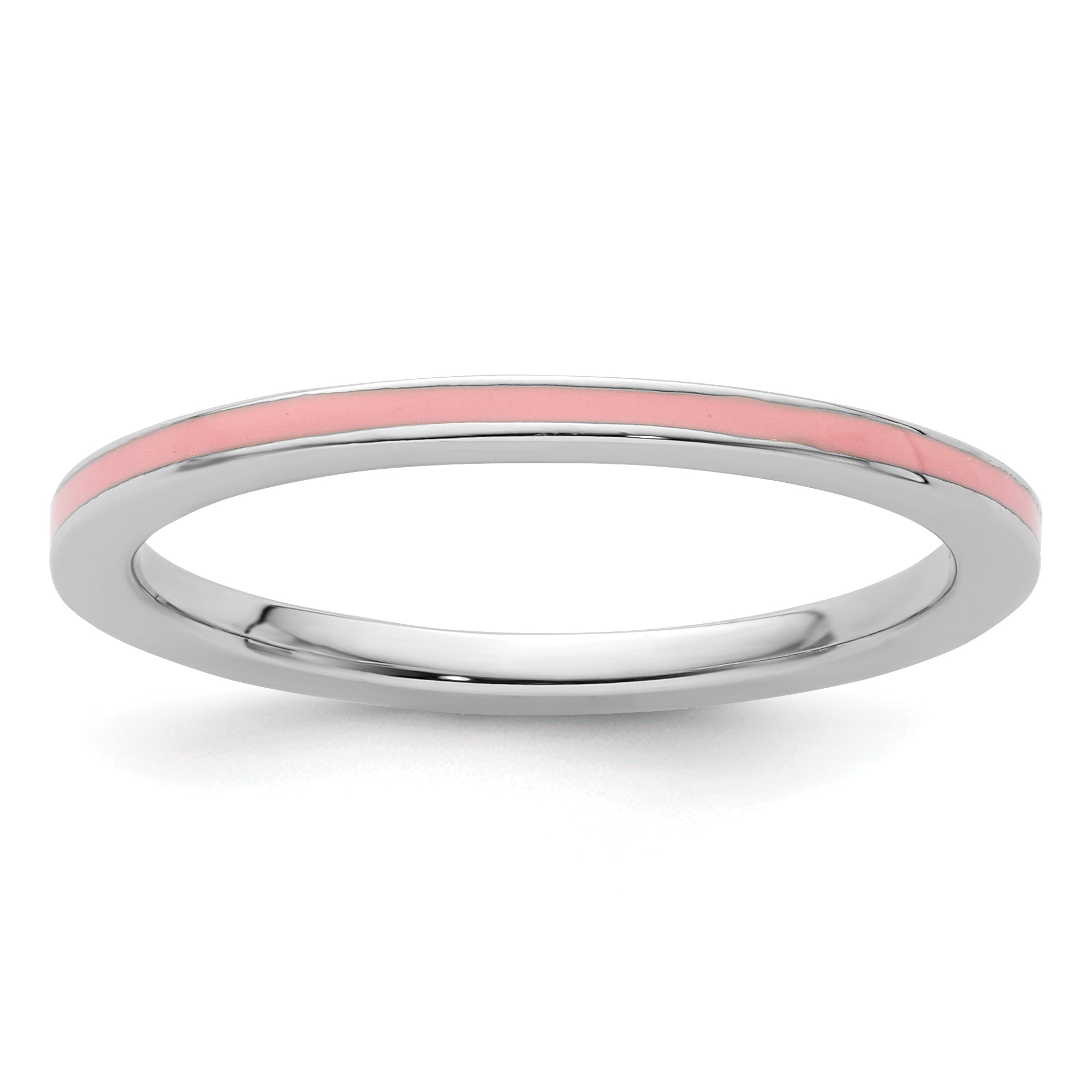 Sterling Silver Stackable Expressions Pink Enameled 1.5mm Ring Main image