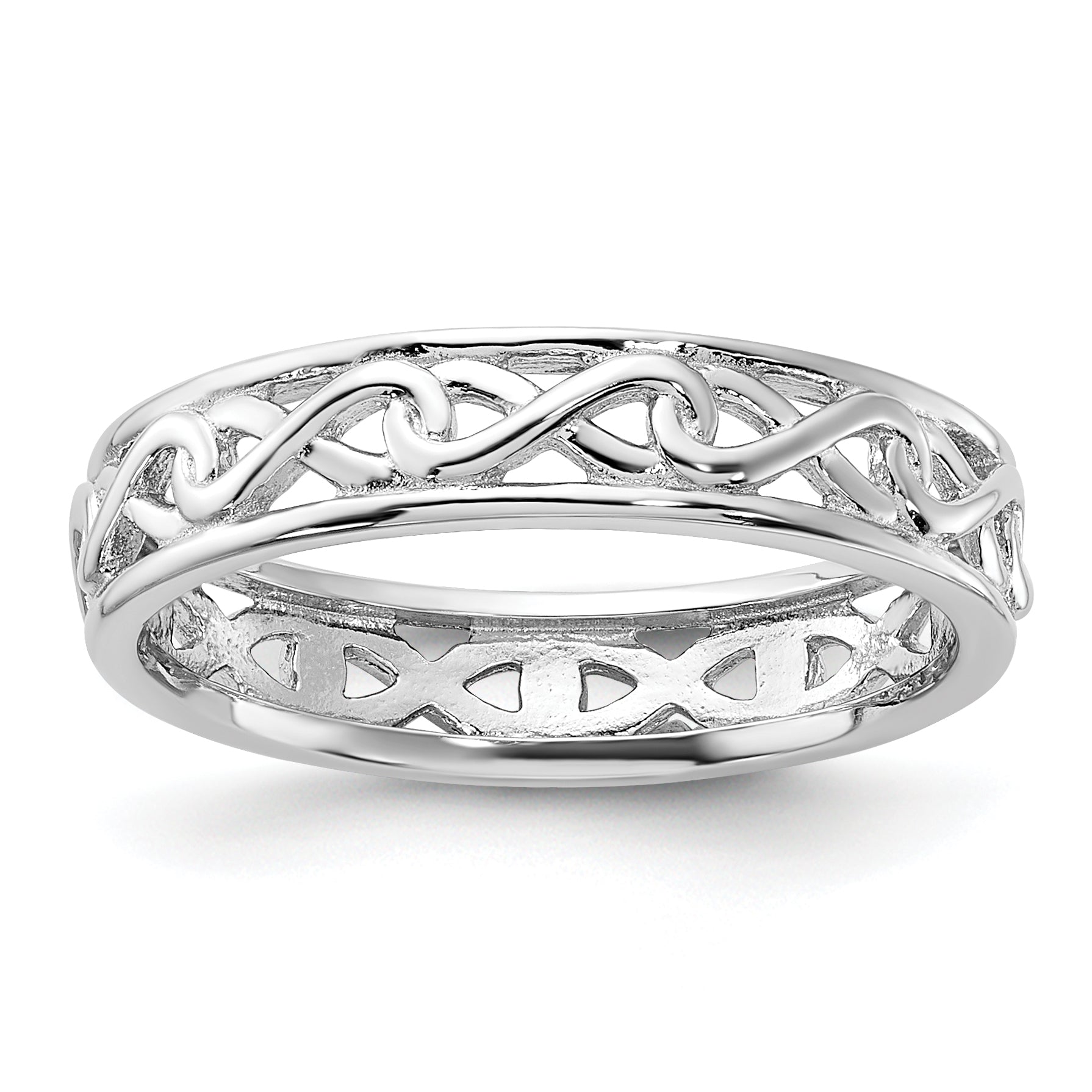 Sterling Silver Stackable Expressions Carved Band Ring Main image