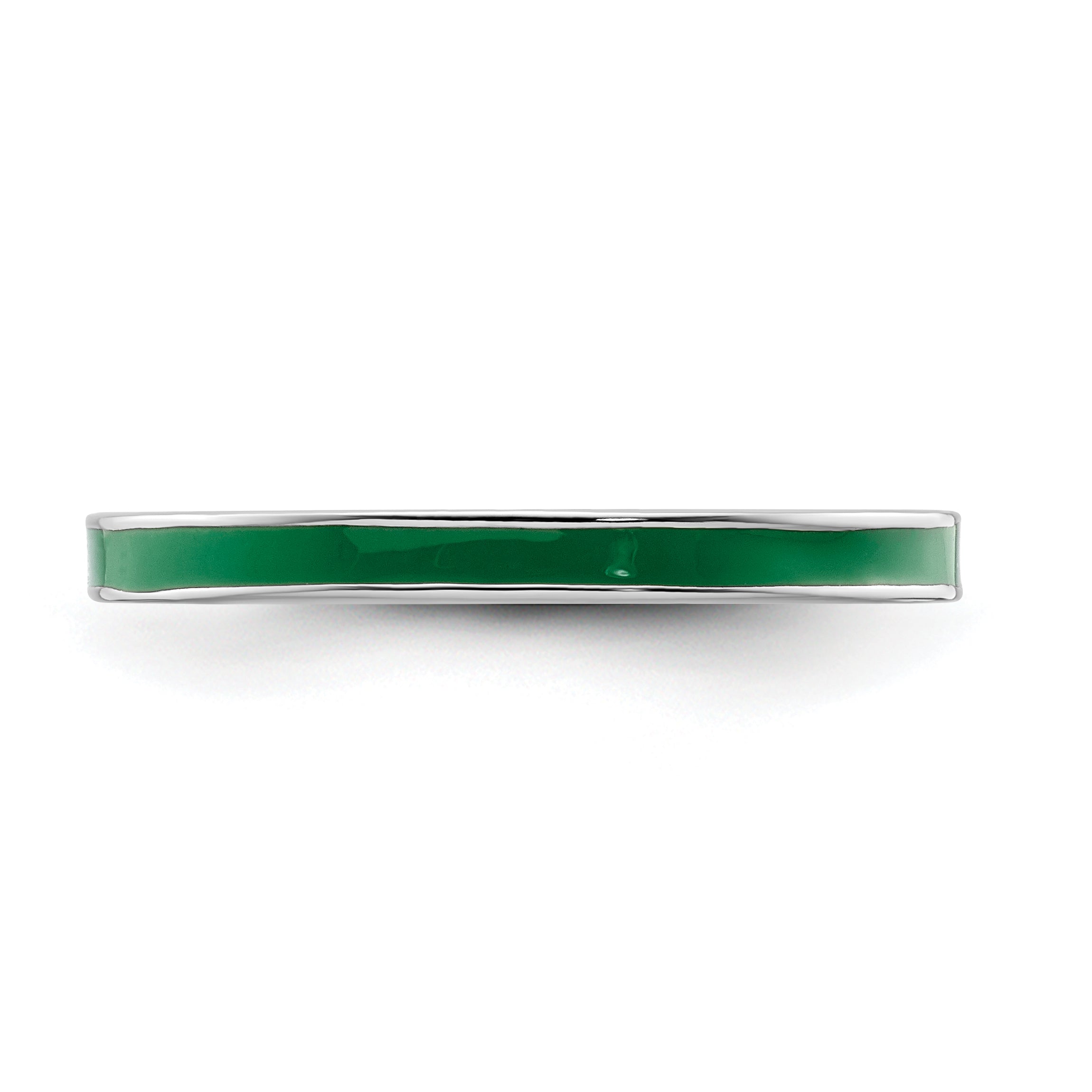 Sterling Silver Stackable Expressions Green Enameled 2.25mm Ring Secondary image