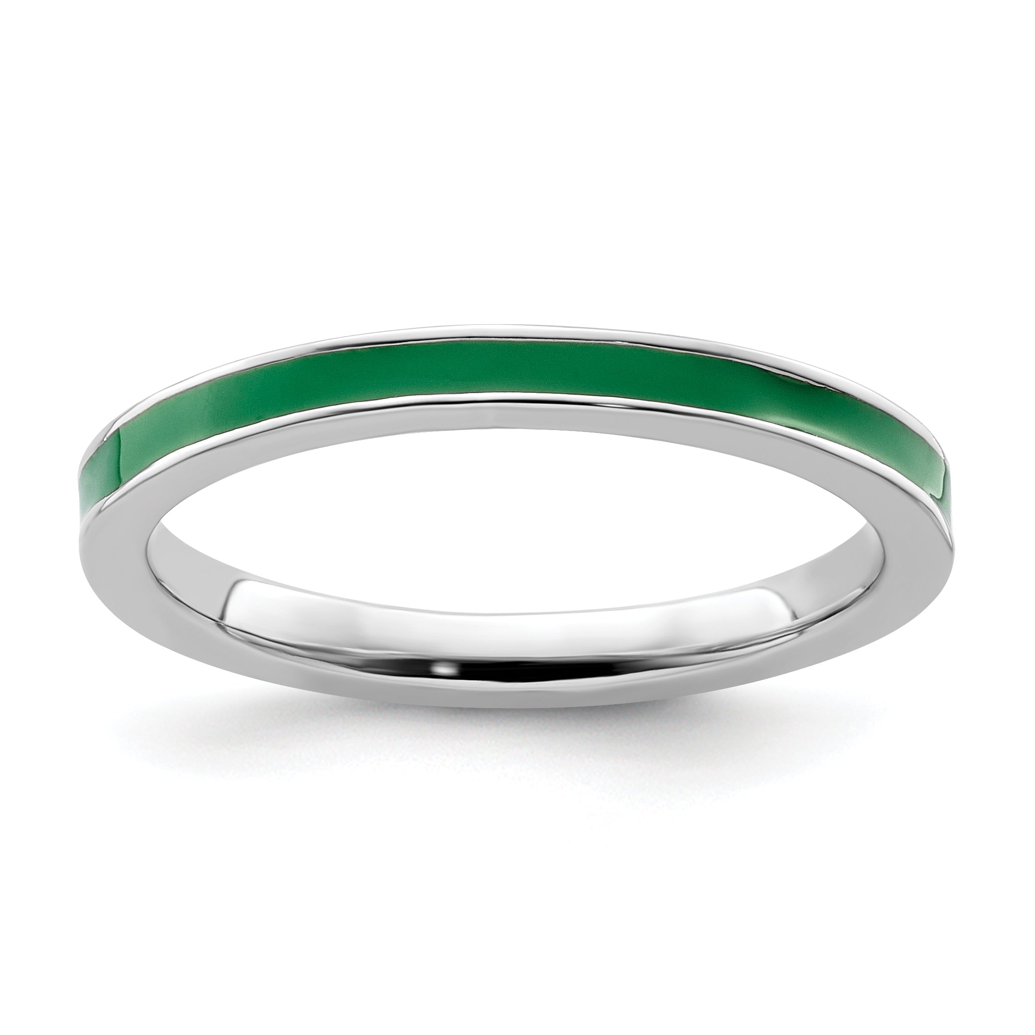 Sterling Silver Stackable Expressions Green Enameled 2.25mm Ring Main image