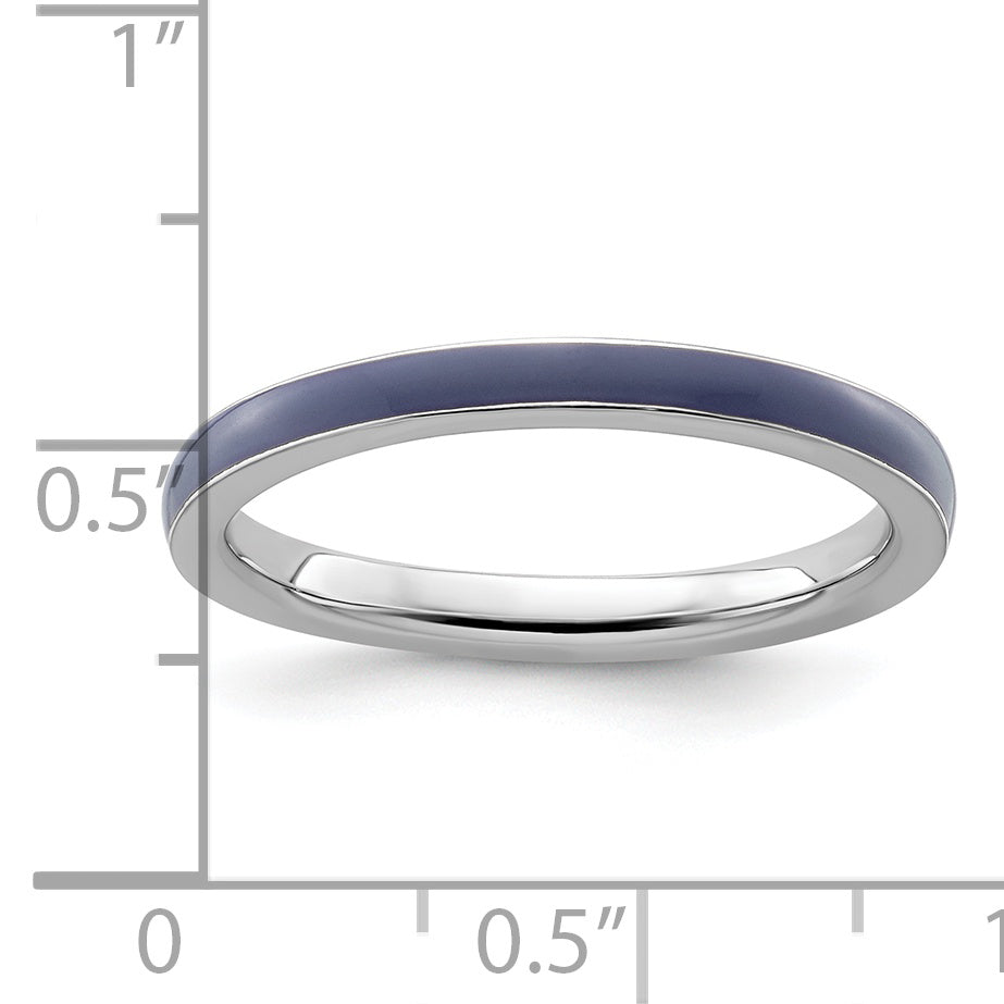 Sterling Silver Stackable Expressions Purple Enameled 2.25mm Ring