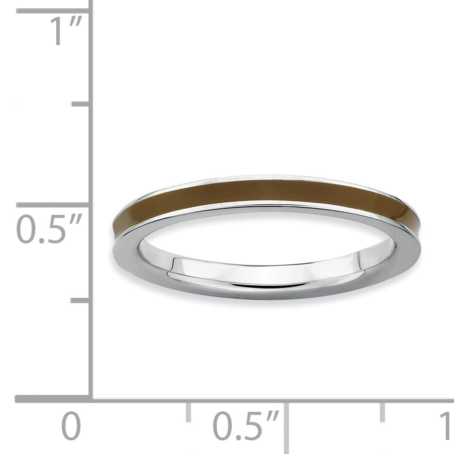 Sterling Silver Stackable Expressions Brown Enameled 2.25mm Ring