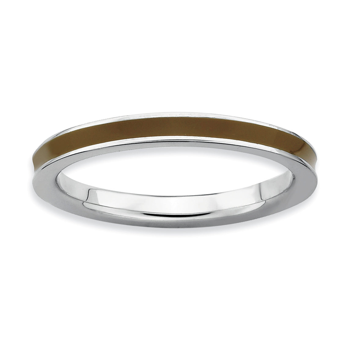 Sterling Silver Stackable Expressions Brown Enameled 2.25mm Ring Main image