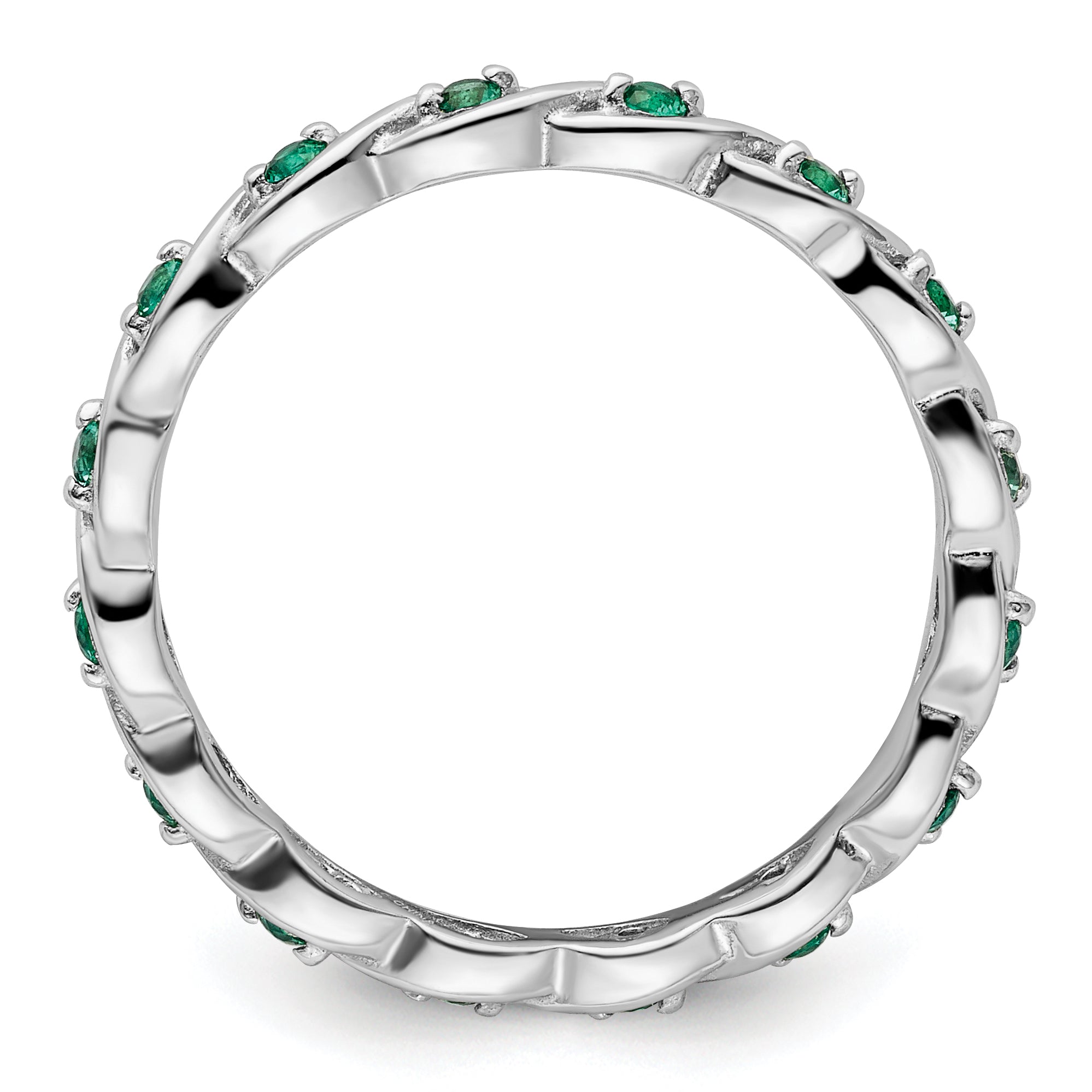 Sterling Silver Stackable Expressions Created Emerald Ring Secondary image