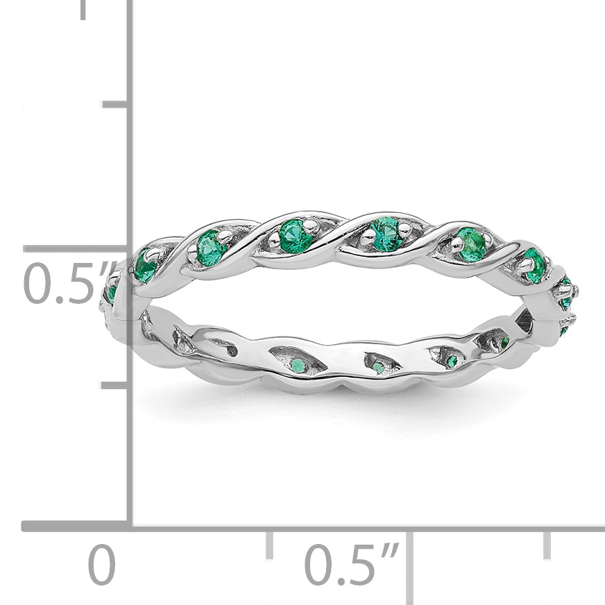 Sterling Silver Stackable Expressions Created Emerald Ring