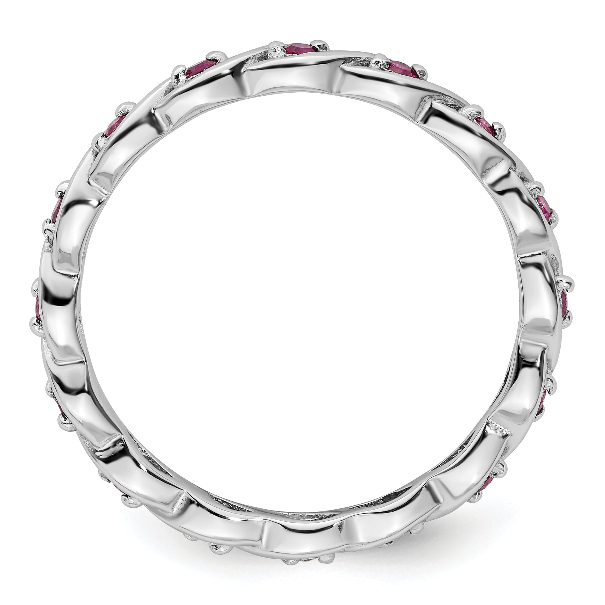 Sterling Silver Stackable Expressions Created Ruby Ring Secondary image