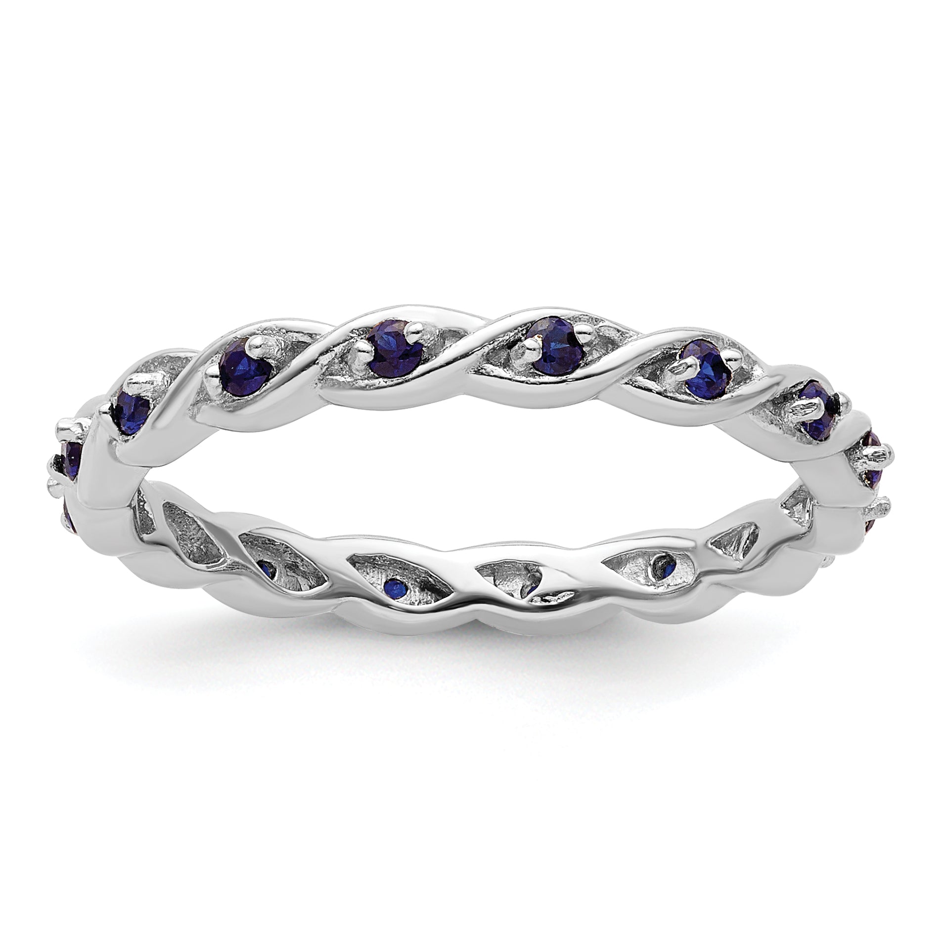 Sterling Silver Stackable Expressions Created Sapphire Ring Main image