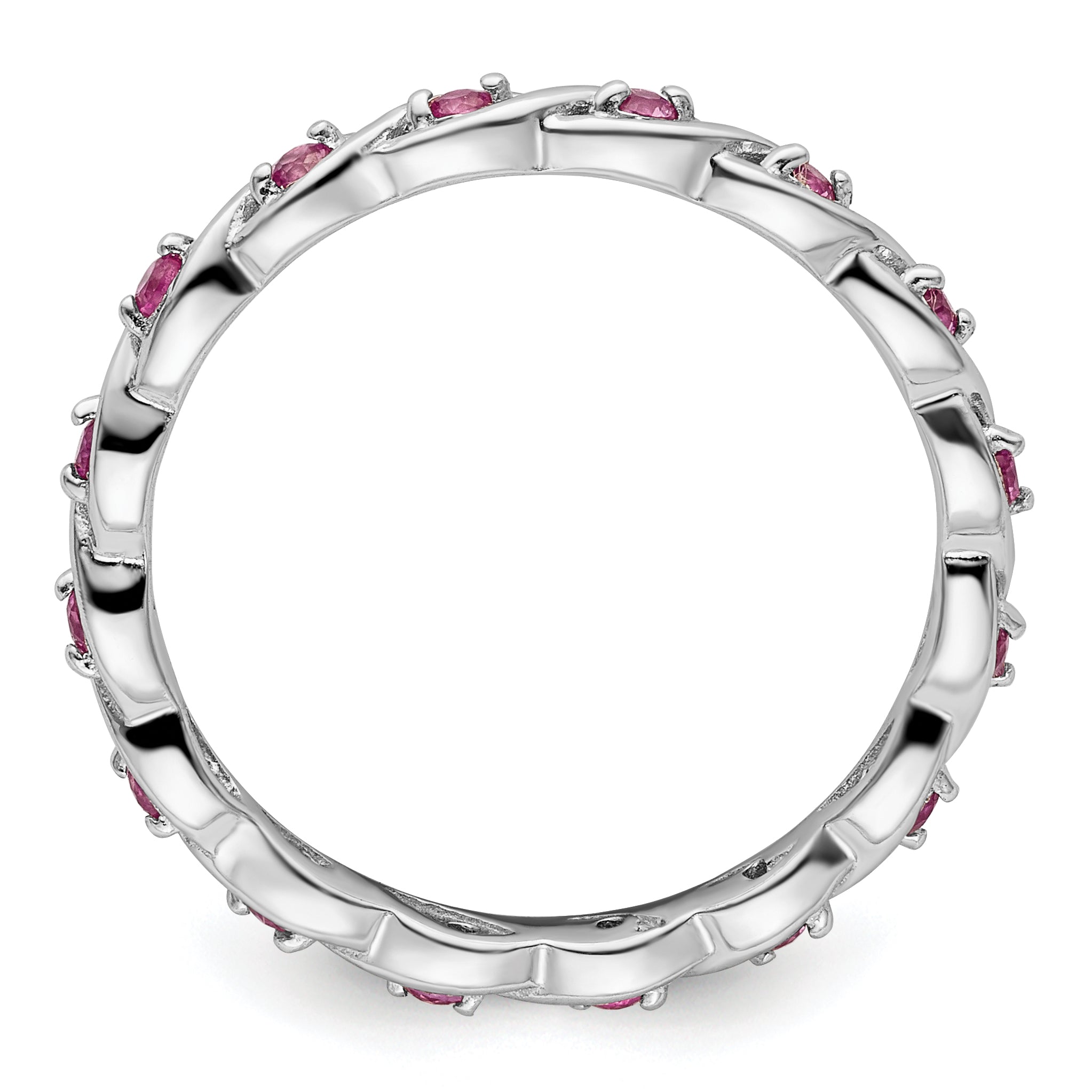Sterling Silver Stackable Expressions Created Pink Sapphire Ring Secondary image