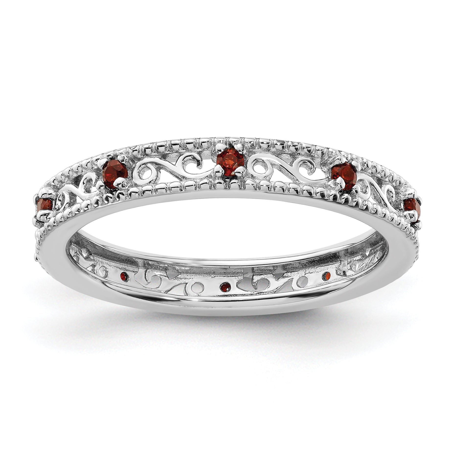 Sterling Silver Stackable Expressions Garnet Ring Main image